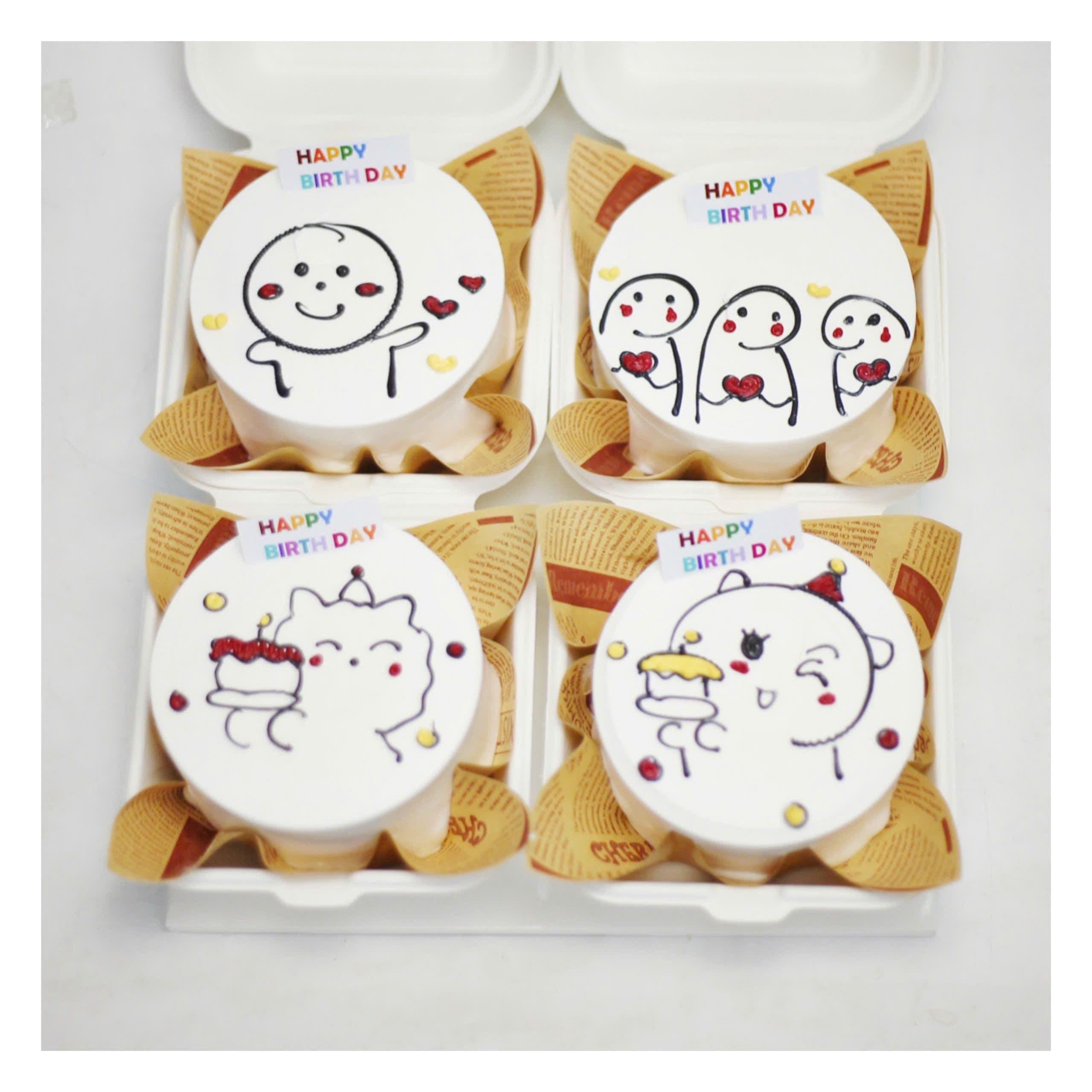 Set bánh doodle tim xinh xắn