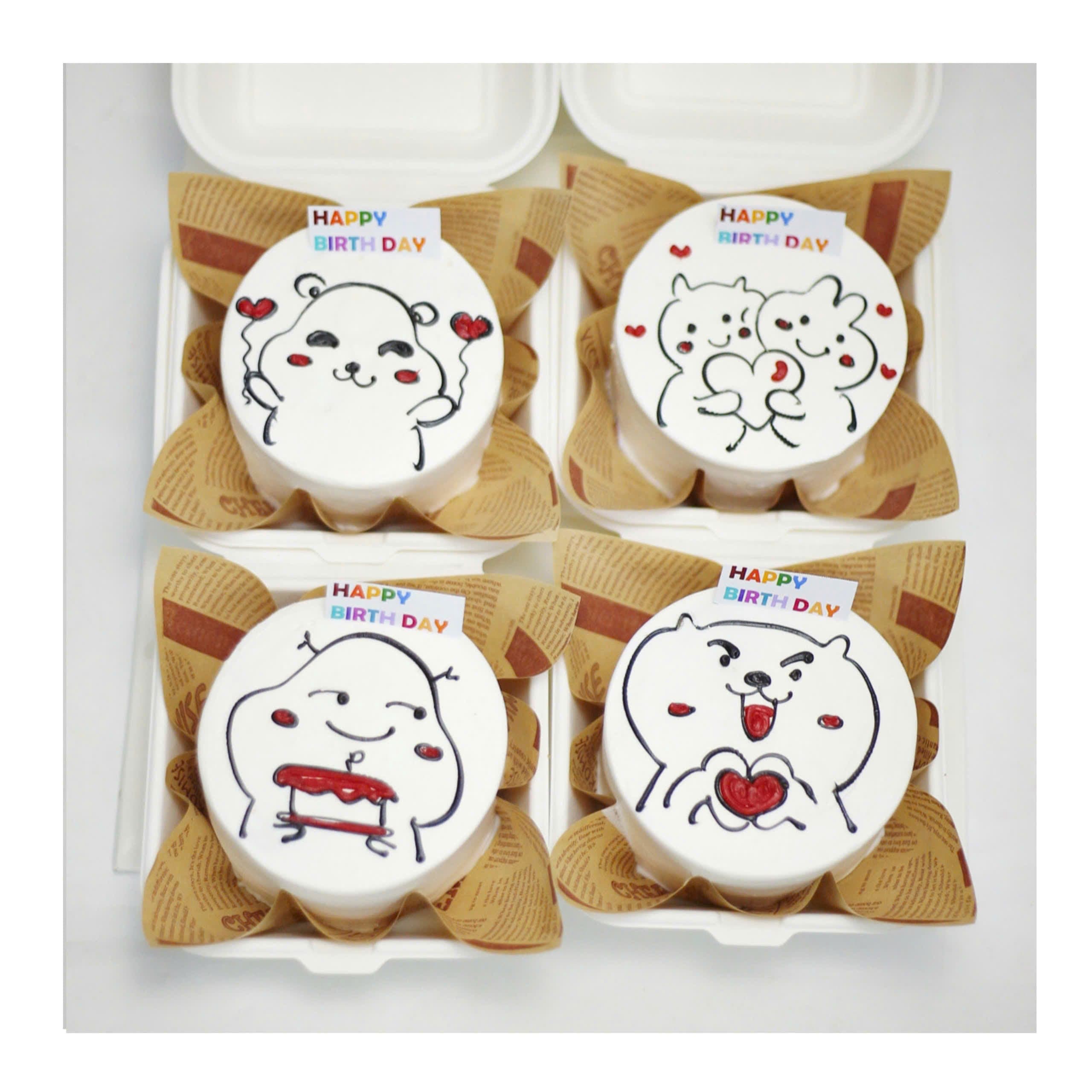 Set bánh gấu ôm tim