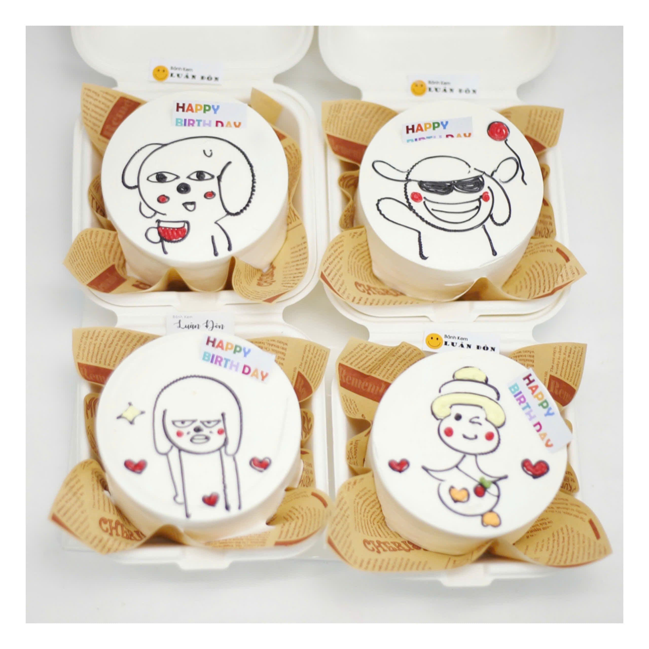 Set bánh meme chó trắng