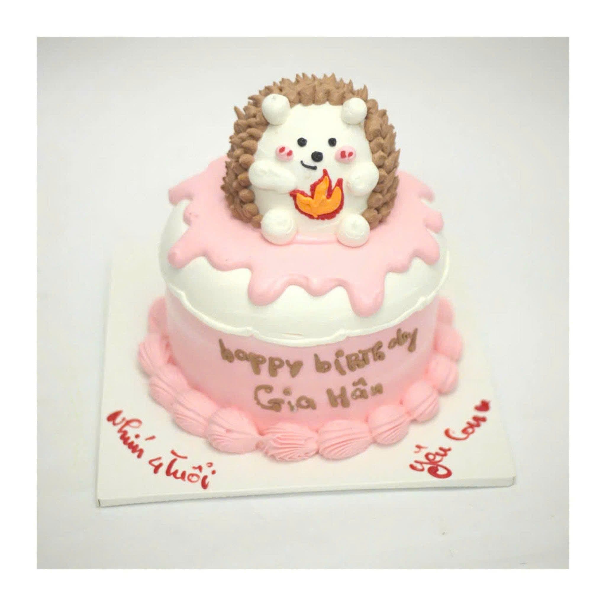 Bánh nhím kem hồng đáng yêu