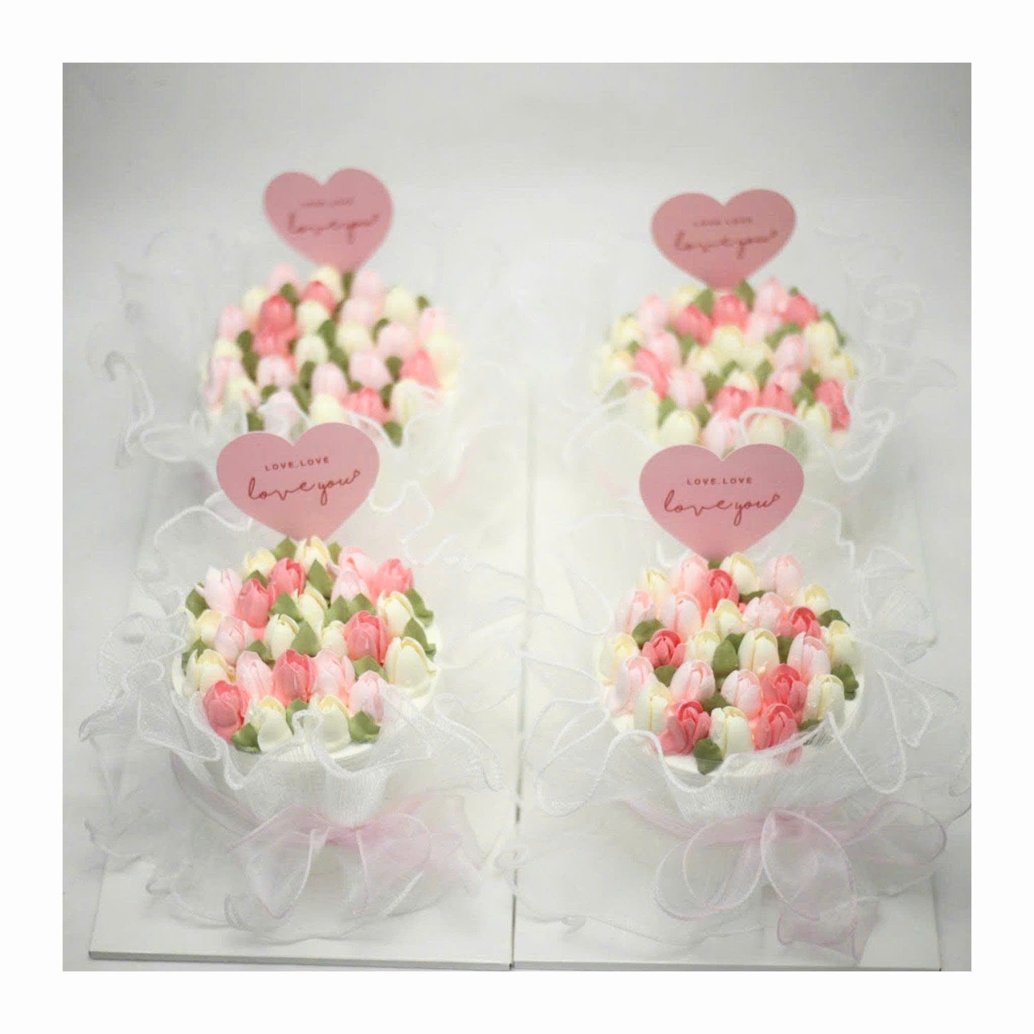 Set bánh bó tulip hồng