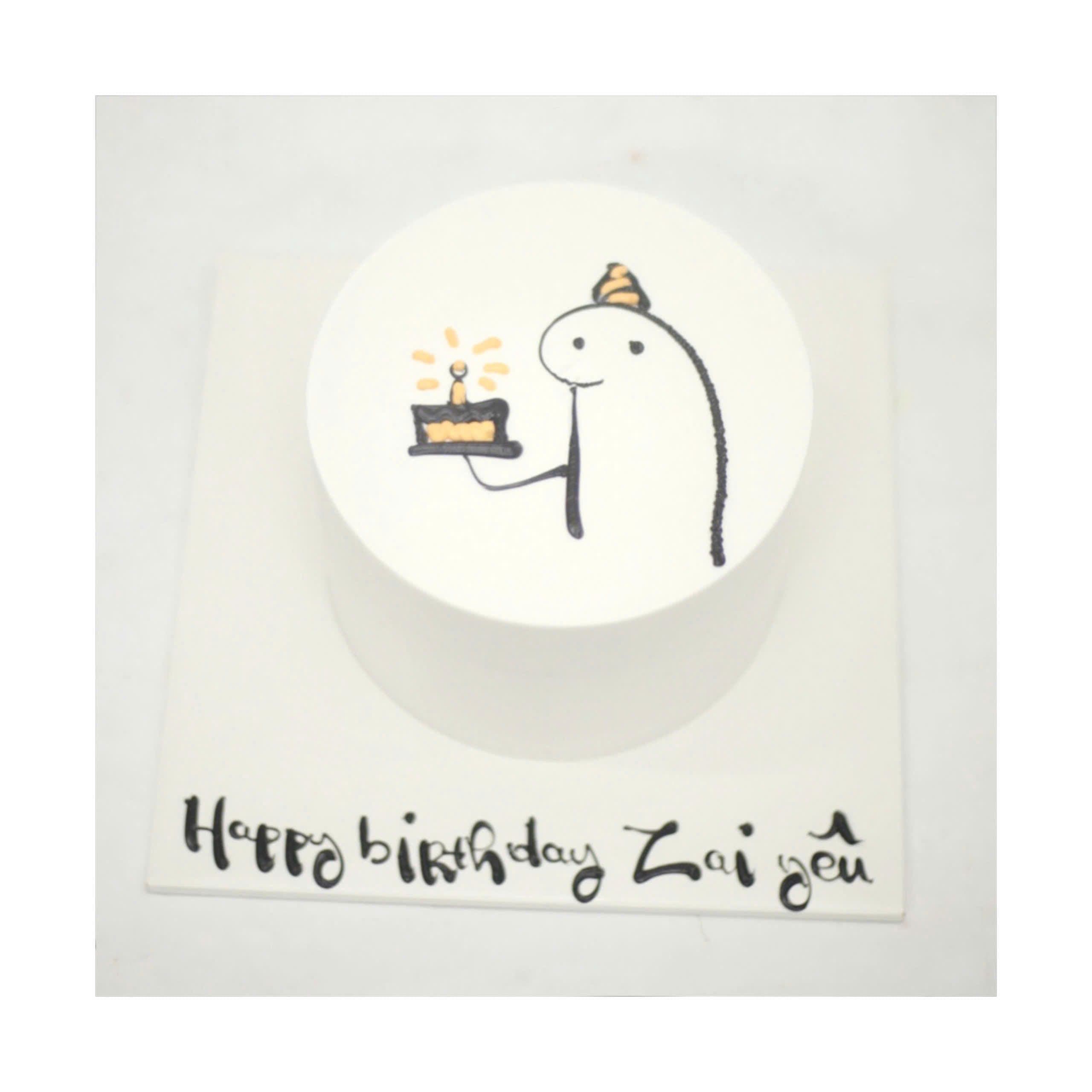 Bánh vẽ tối giản sinh nhật