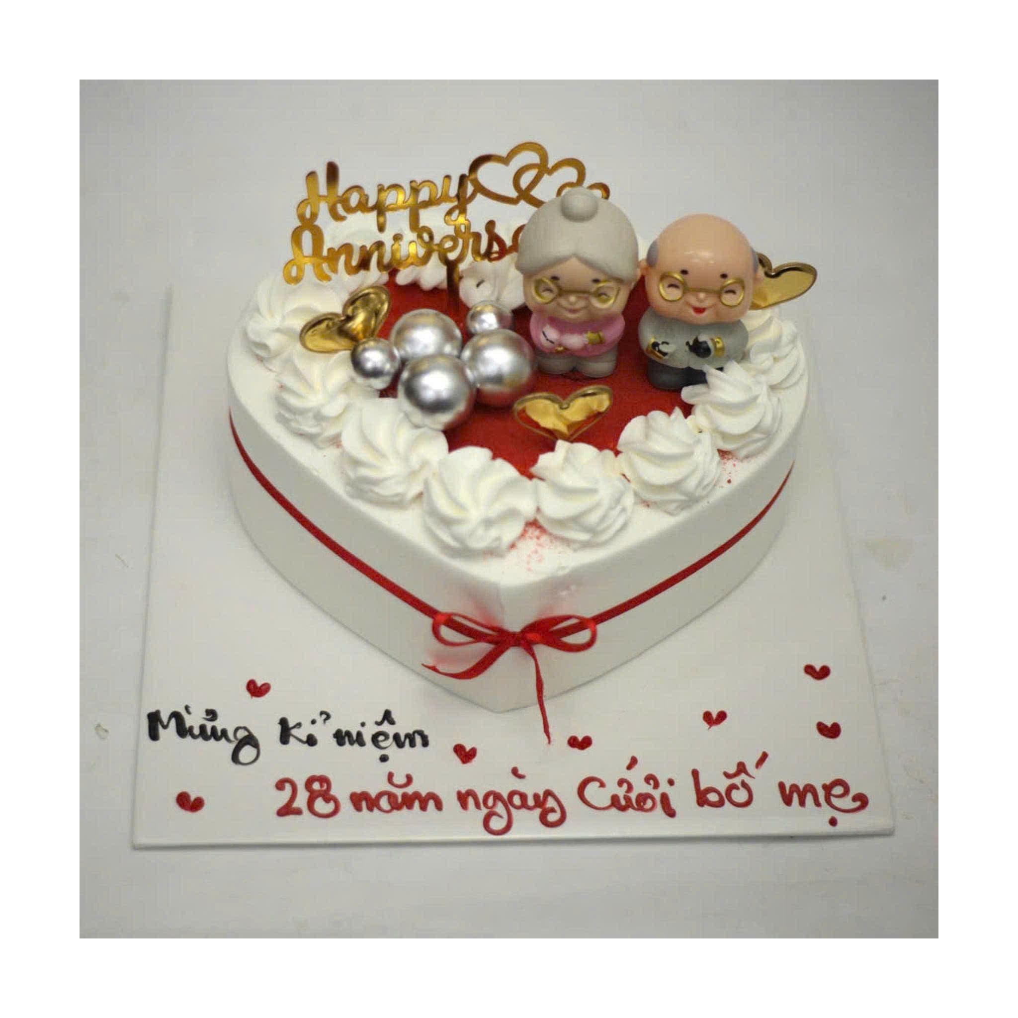 Bánh kỷ niệm ông bà trái tim