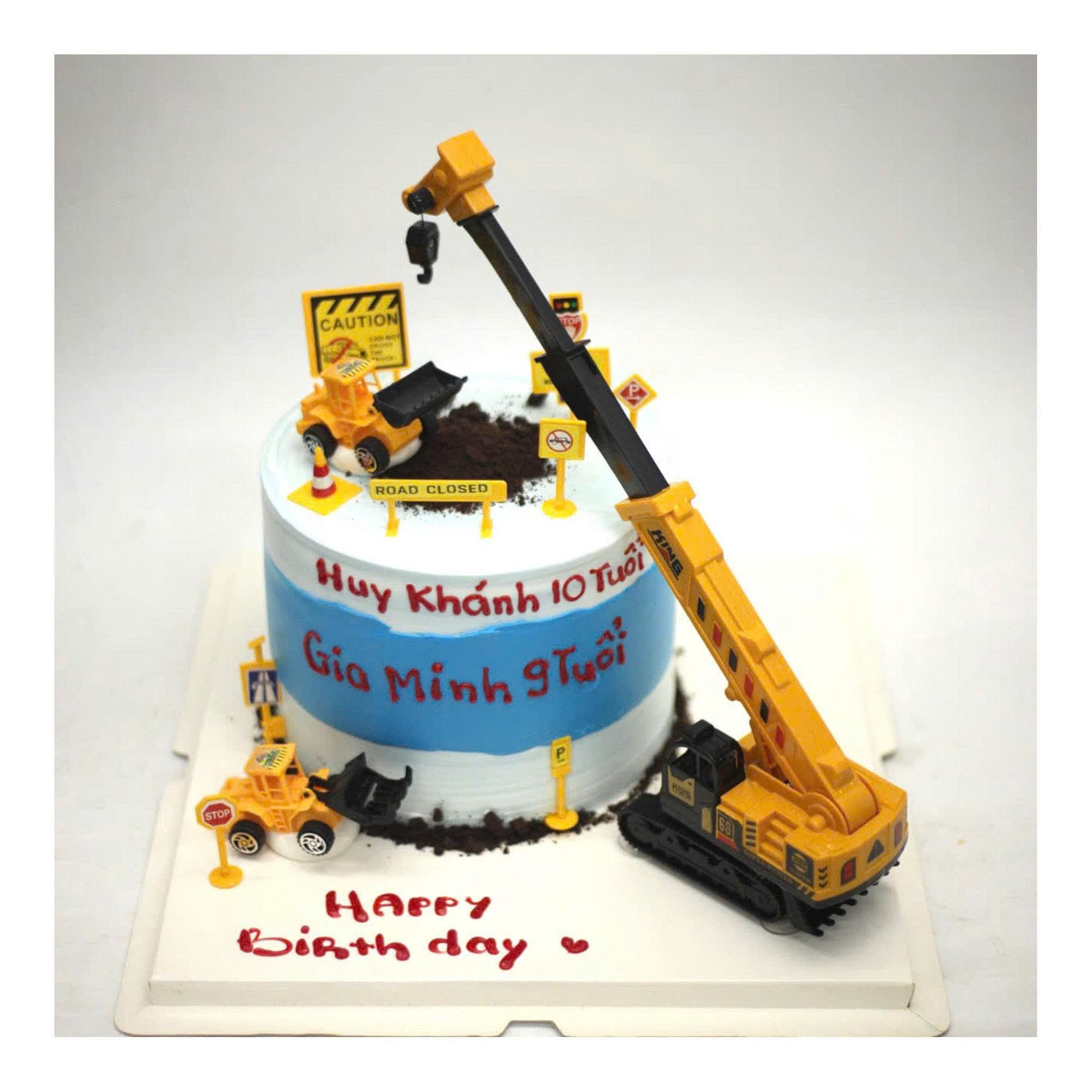 Bánh sinh nhật trang trí  cần cẩu