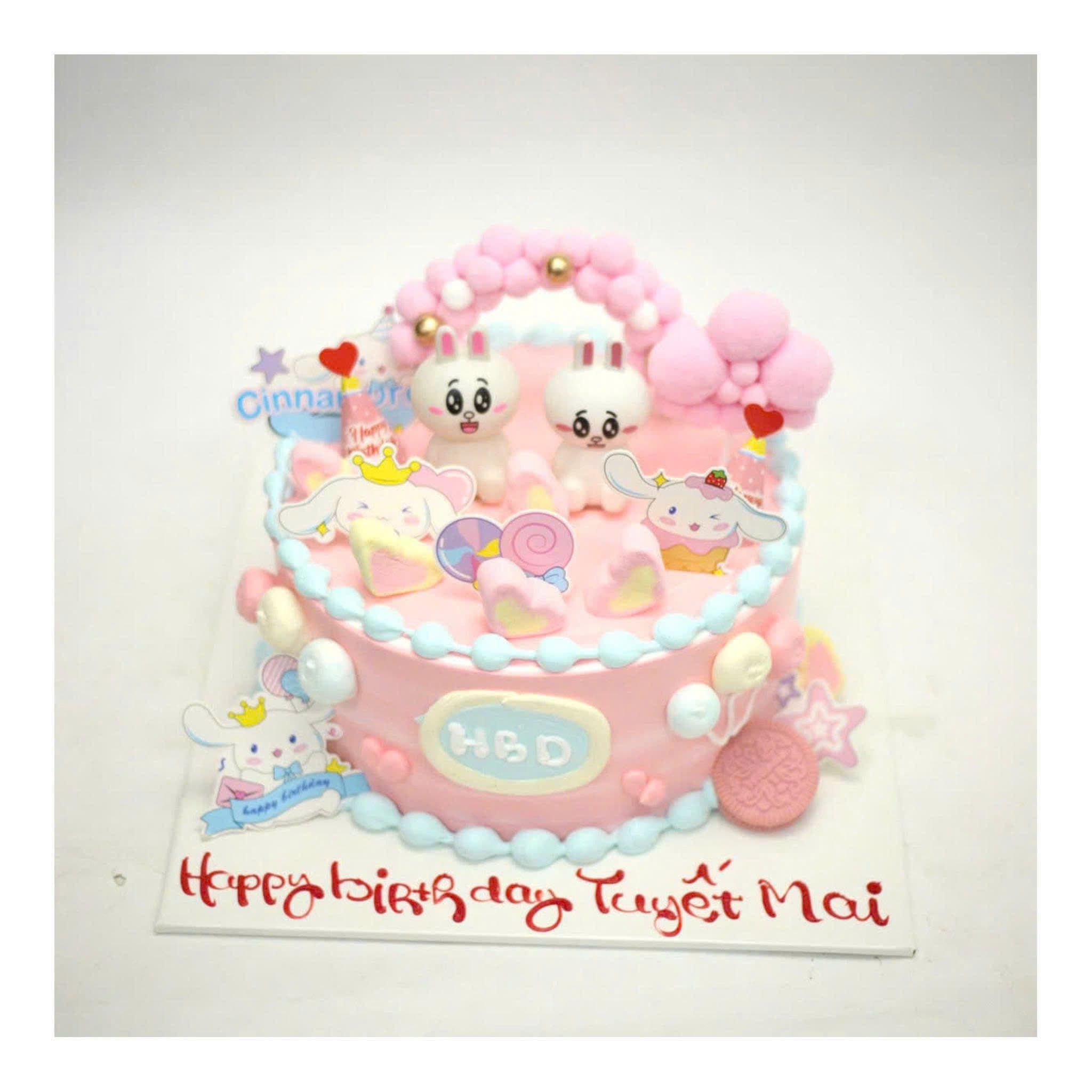 Bánh sinh nhật công chúa Cinnamoroll hồng đáng yêu