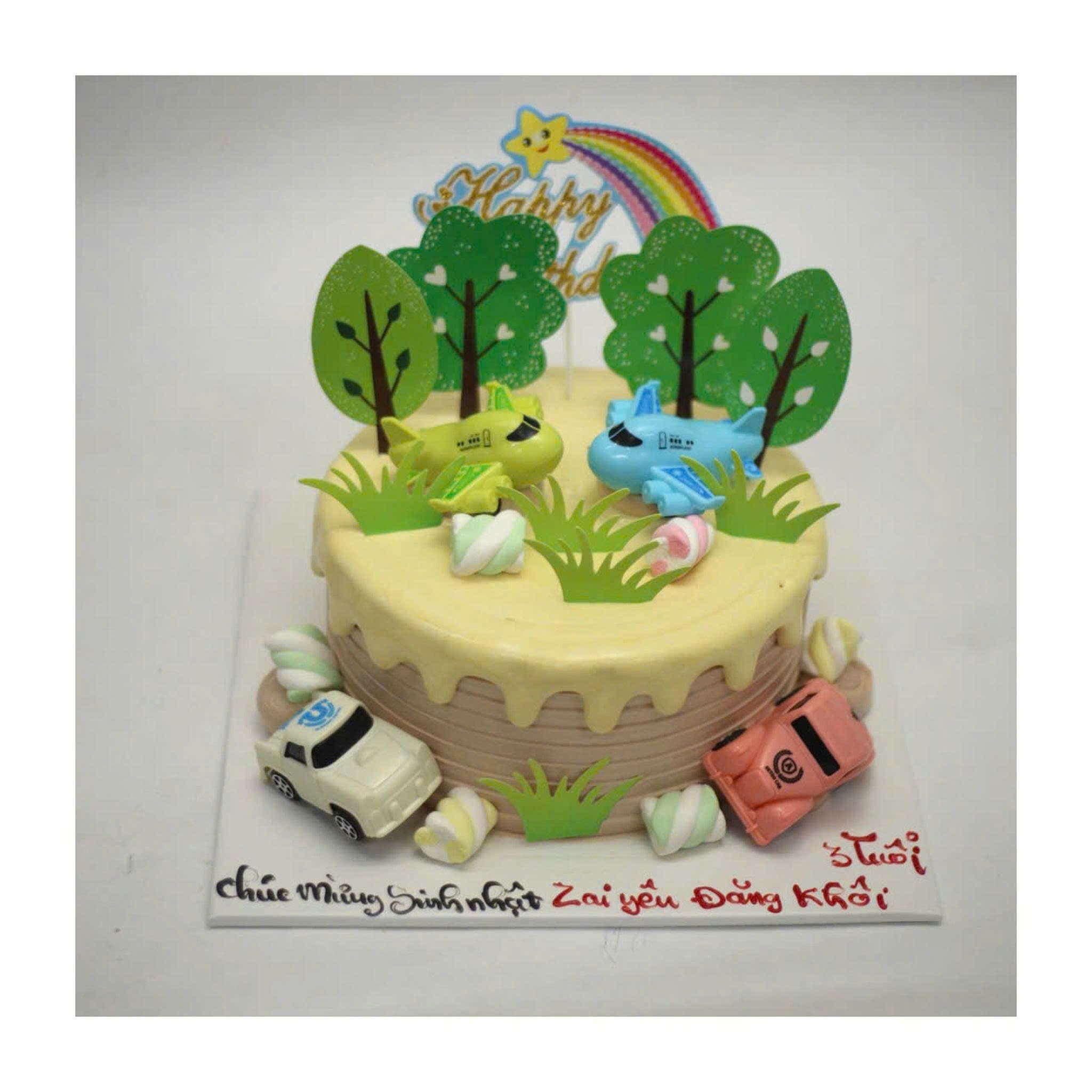 Bánh kem mô hình ô tô máy bay cho bé trai
