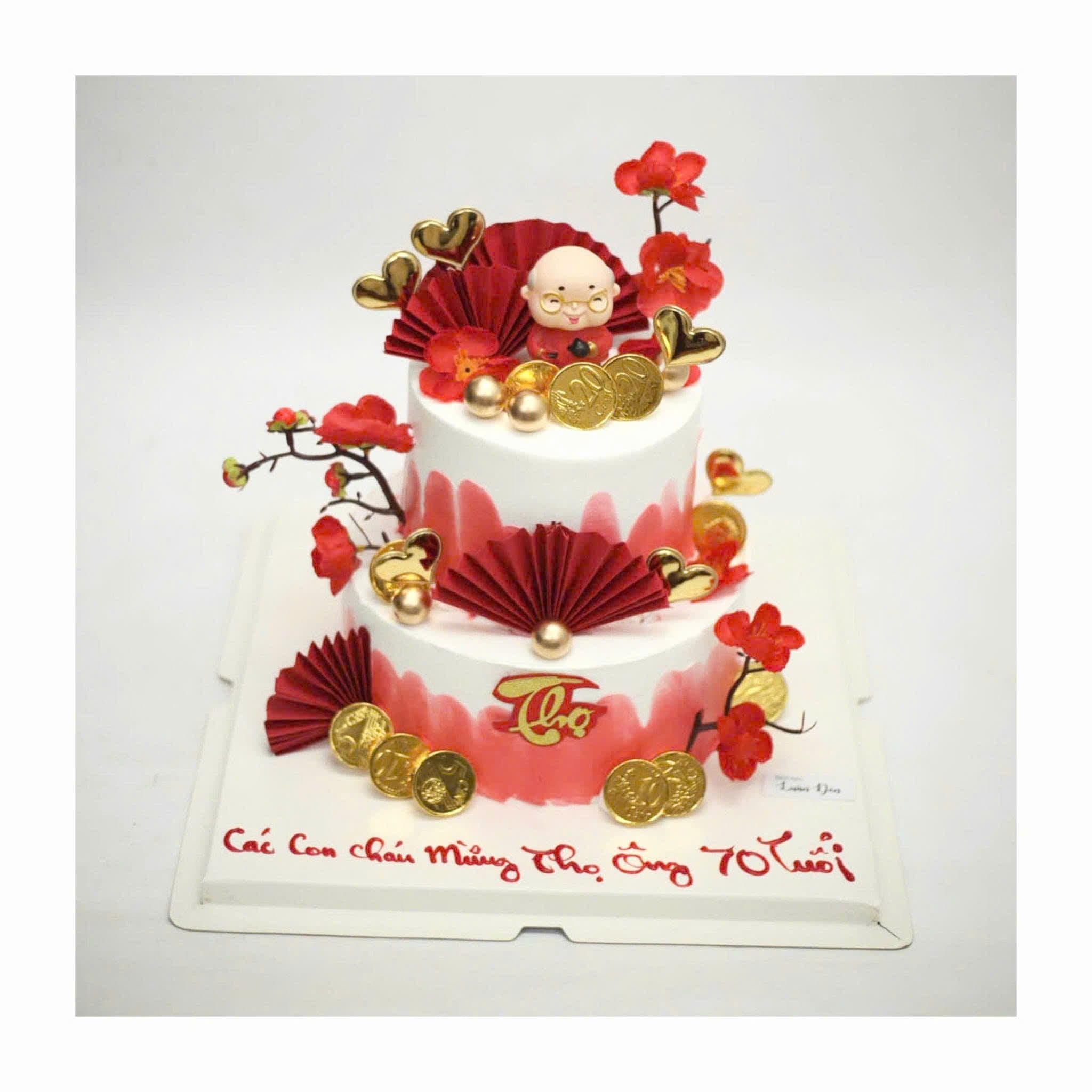 Bánh mừng thọ Ông 70 tuổi 2 tầng