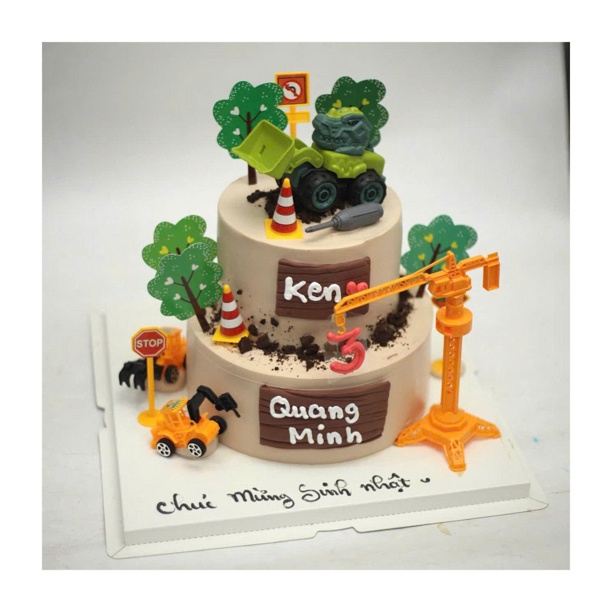 Bánh sinh nhật chủ đề công trường xây dựng