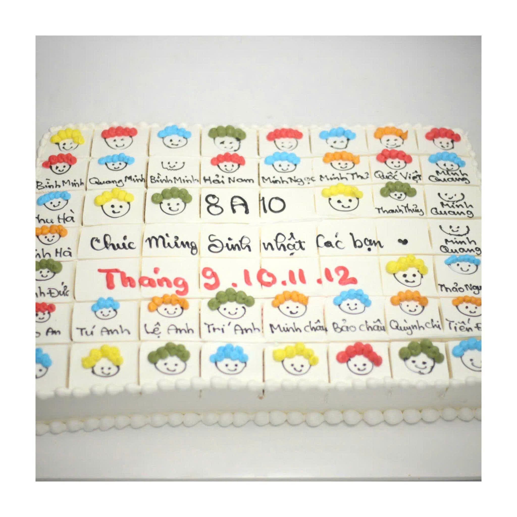 Bánh sinh nhật lớp học hình vẽ dễ thương