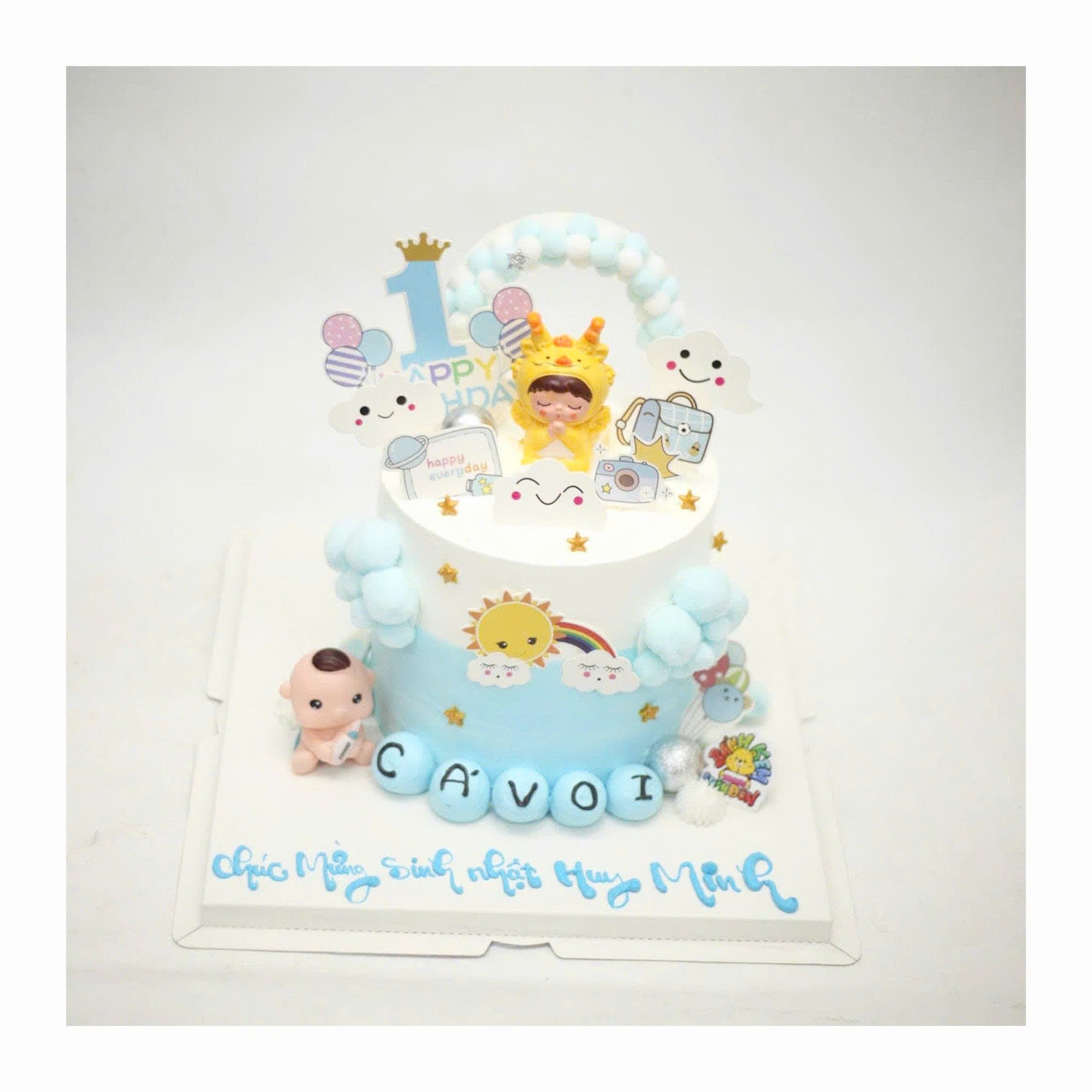 Bánh sinh nhật màu xanh cho bé trai