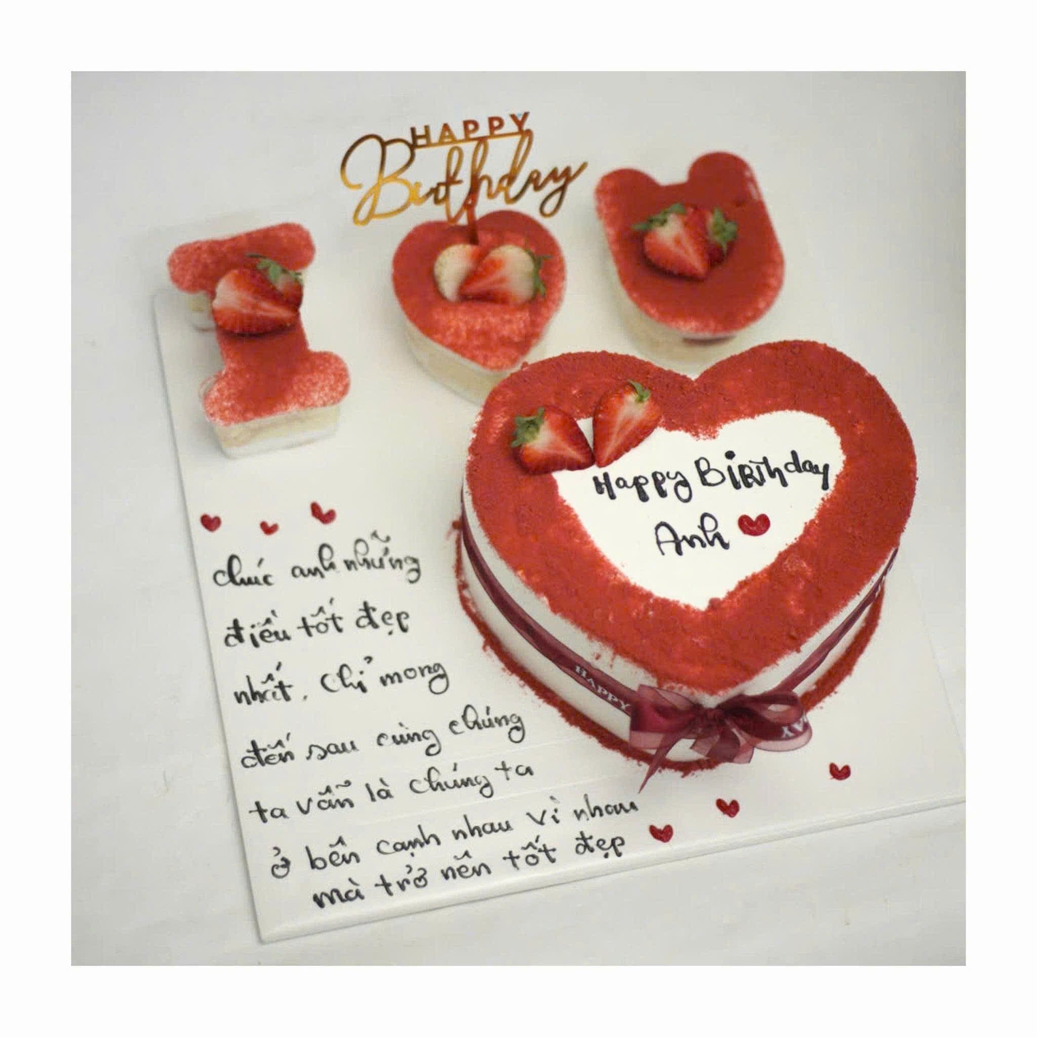 Bánh kem trái tim đỏ tặng người yêu