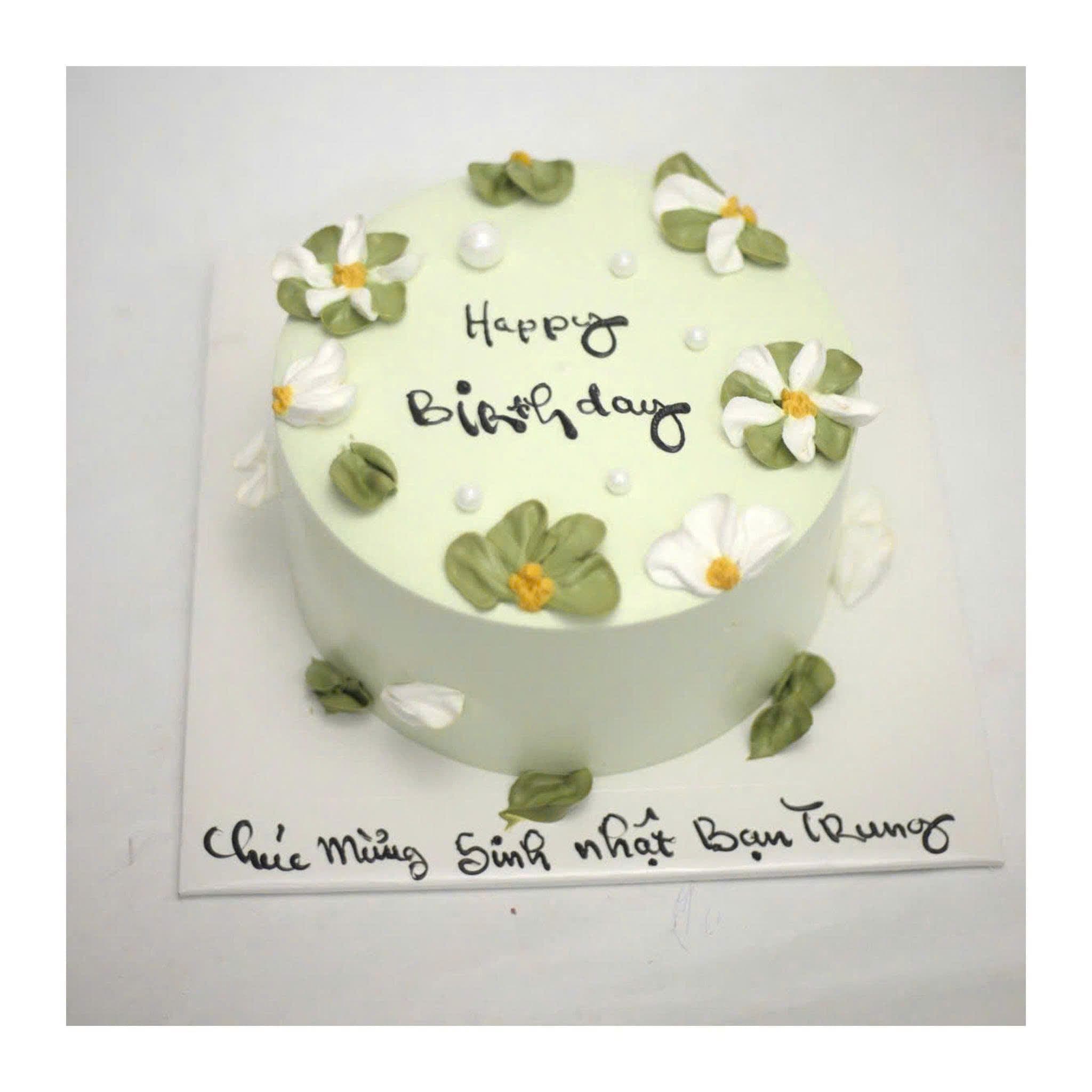 Bánh kem hoa trắng phong cách tối giản