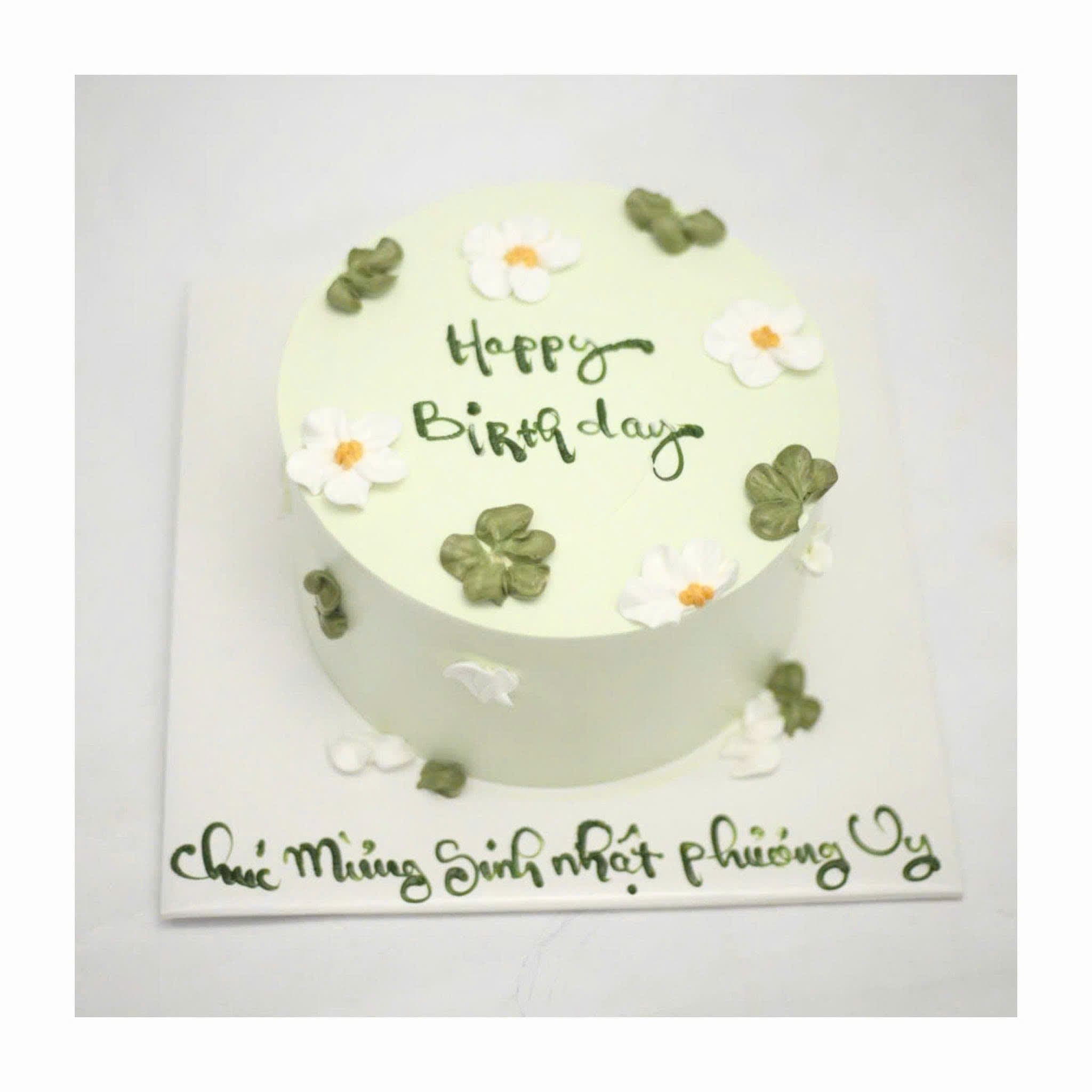 Bánh kem hoa trắng phong cách tối giản