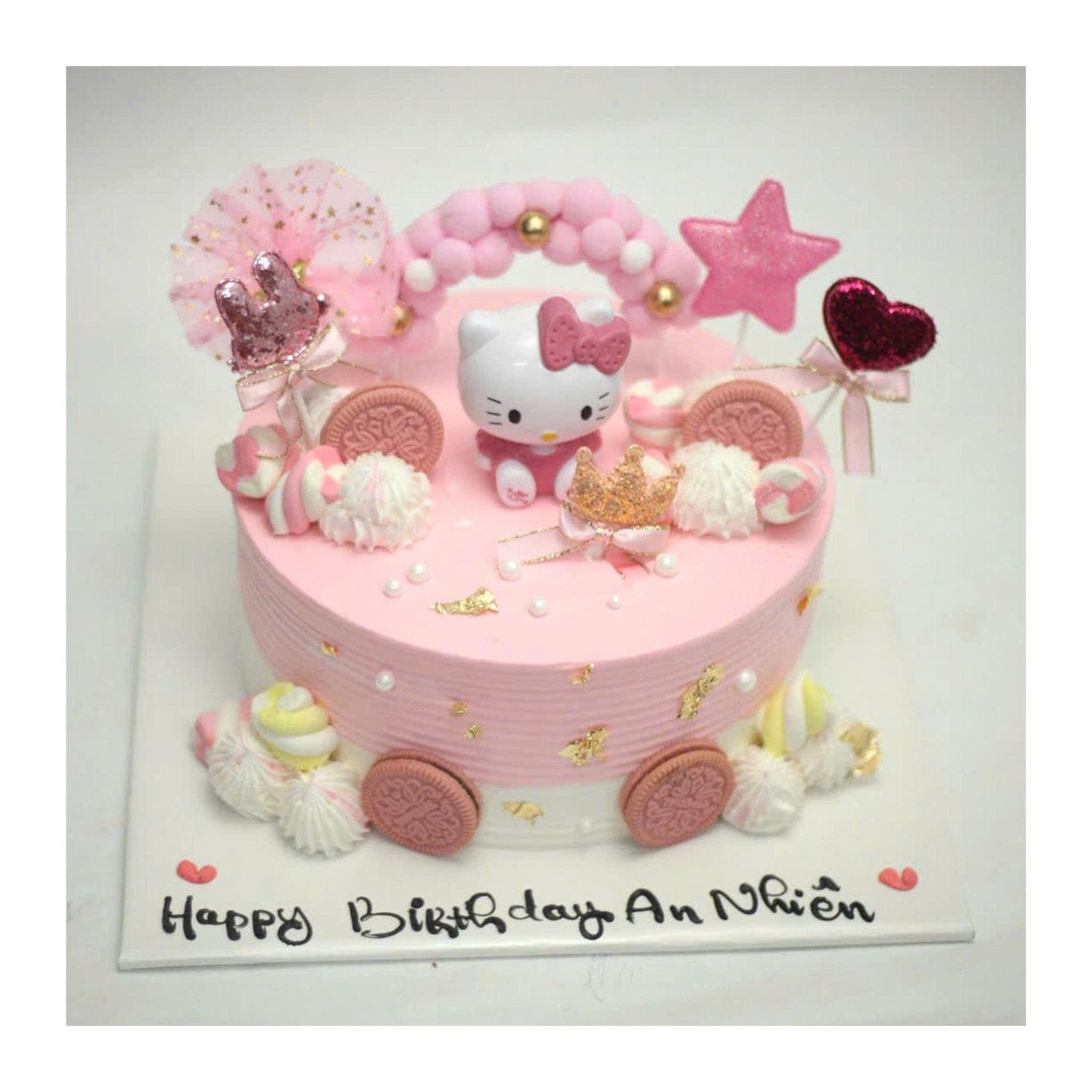 Bánh sinh nhật Hello Kitty màu hồng