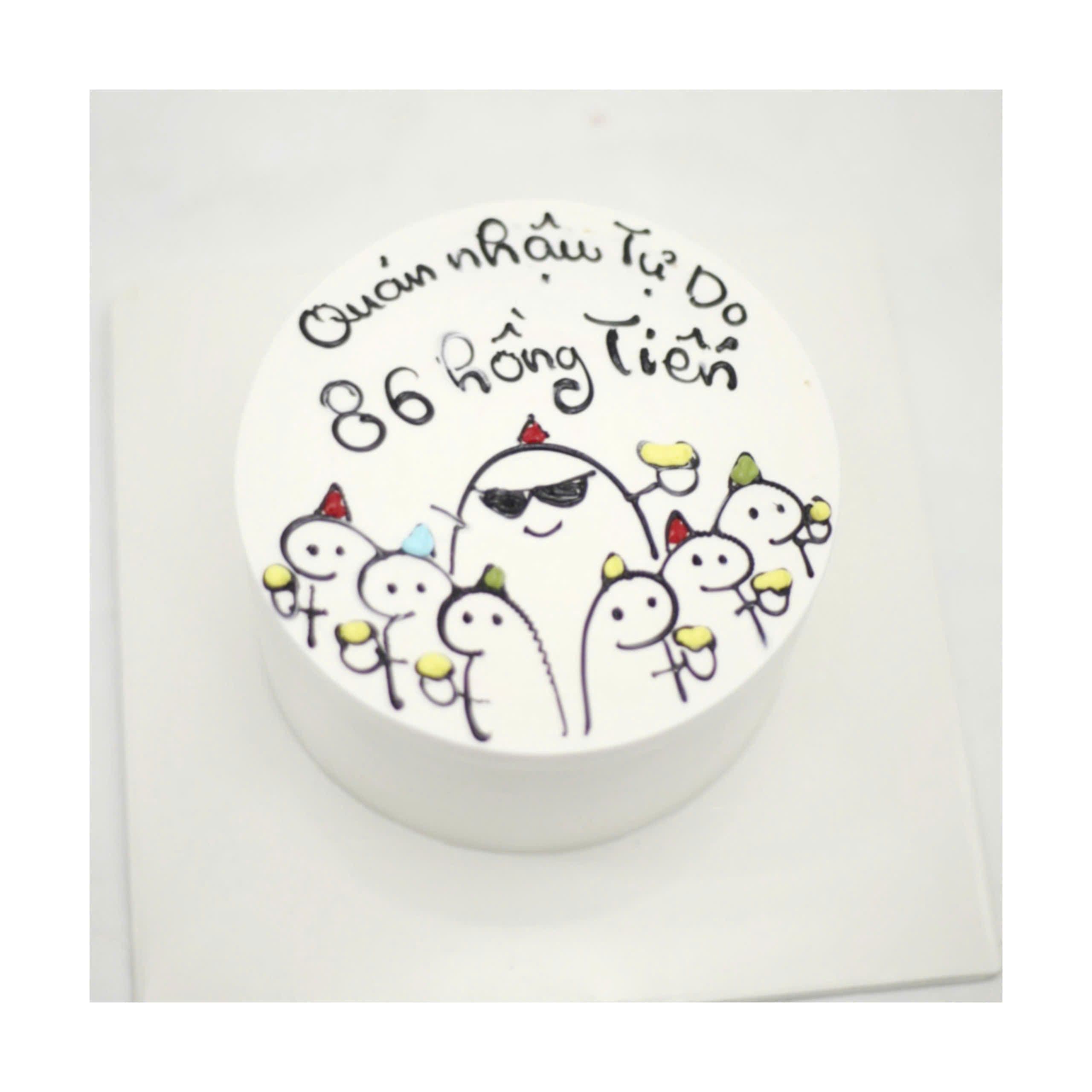 Bánh kem vẽ hình hội nhóm vui nhộn