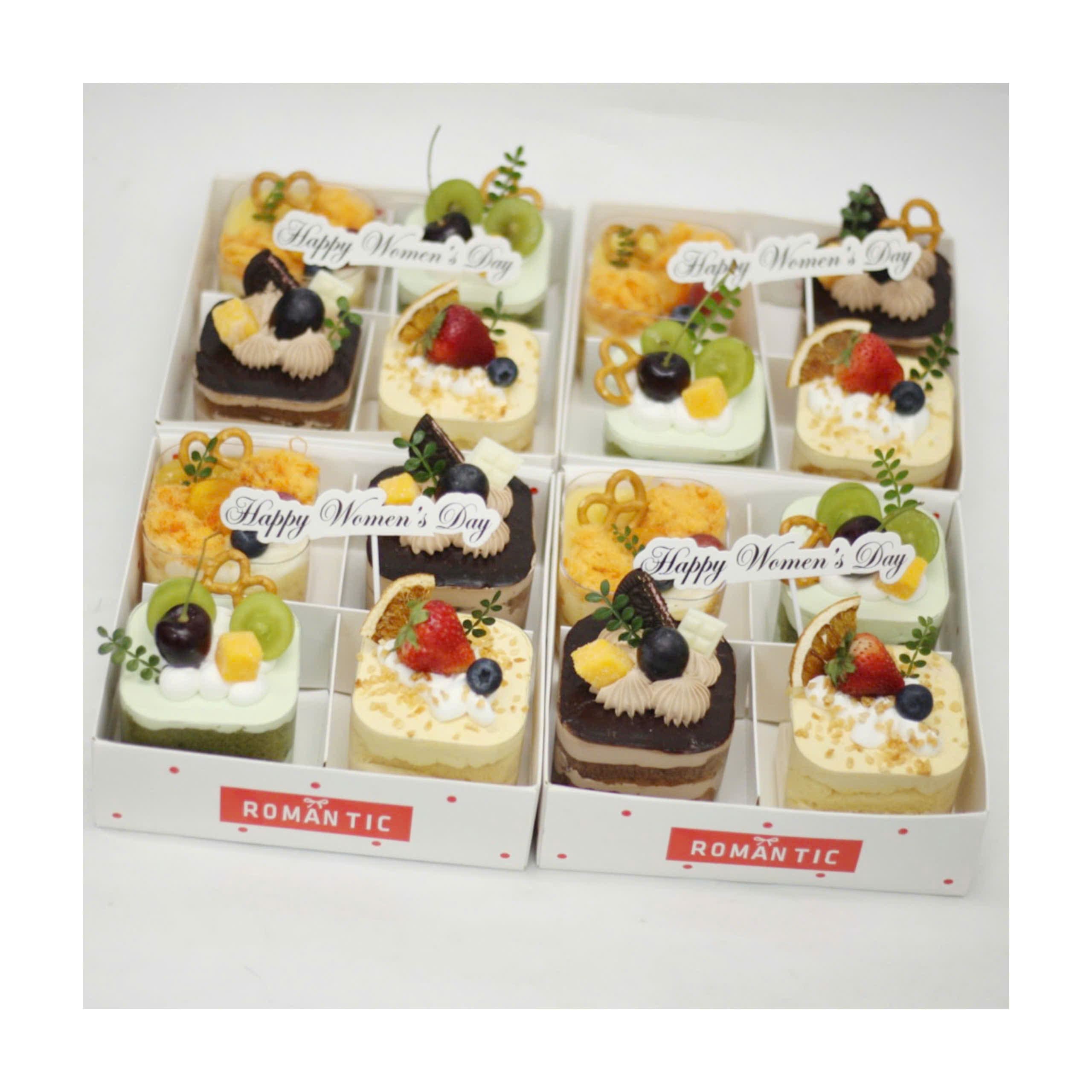 Set bánh kem cắt miếng mix hoa quả