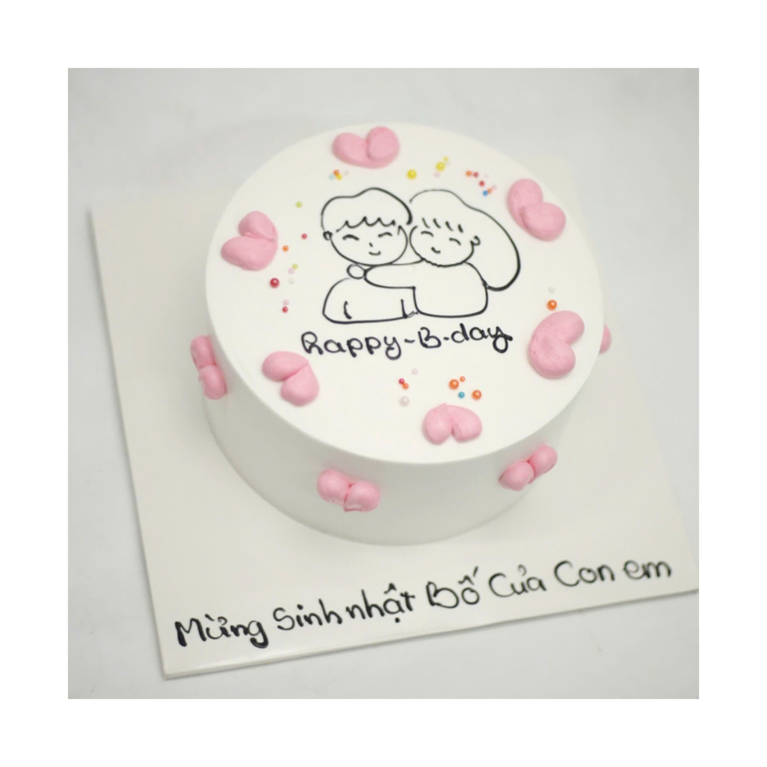 Bánh kem vẽ hình chibi đôi bạn