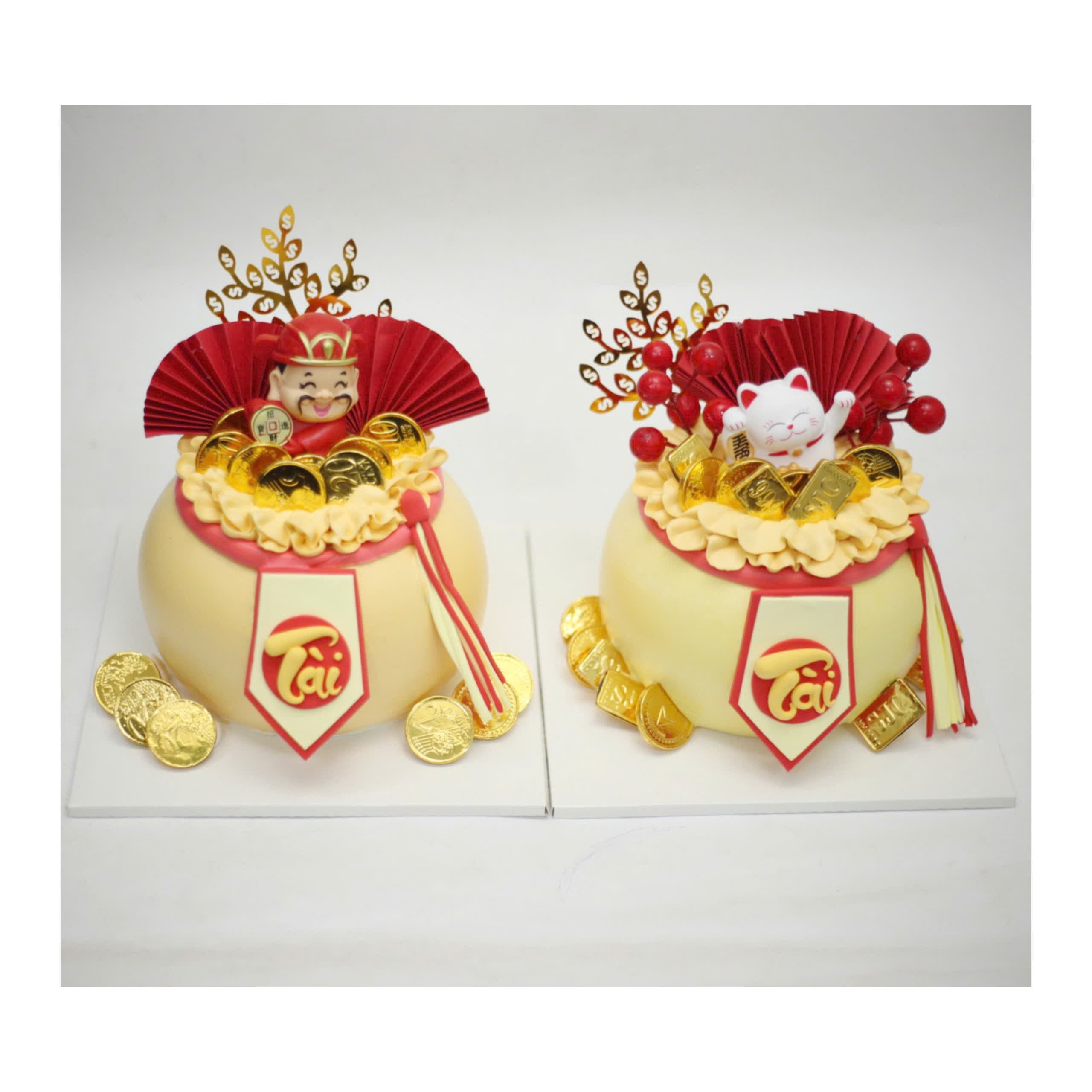 Bánh kem hũ vàng Thần Tài may mắn