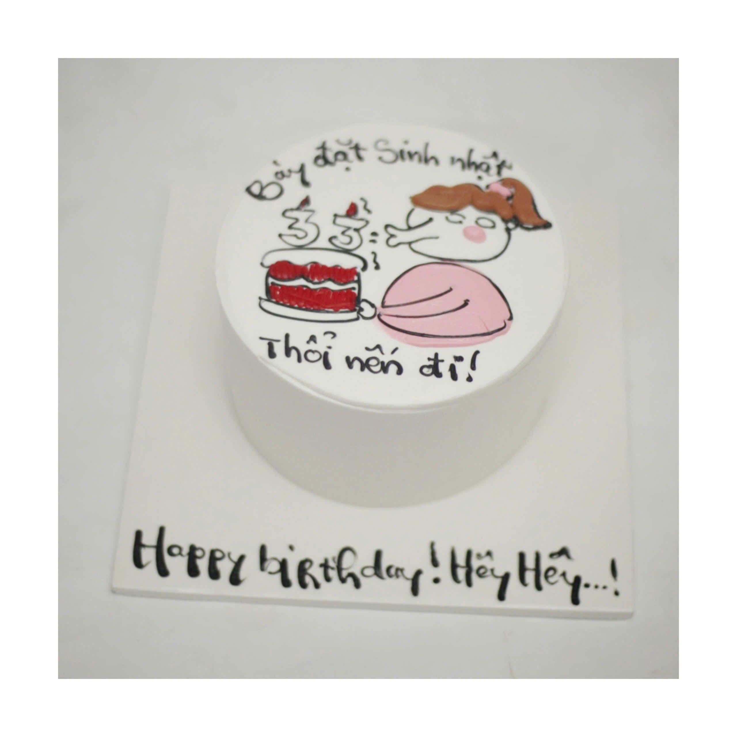 Bánh vẽ cô gái thổi nến vui nhộn