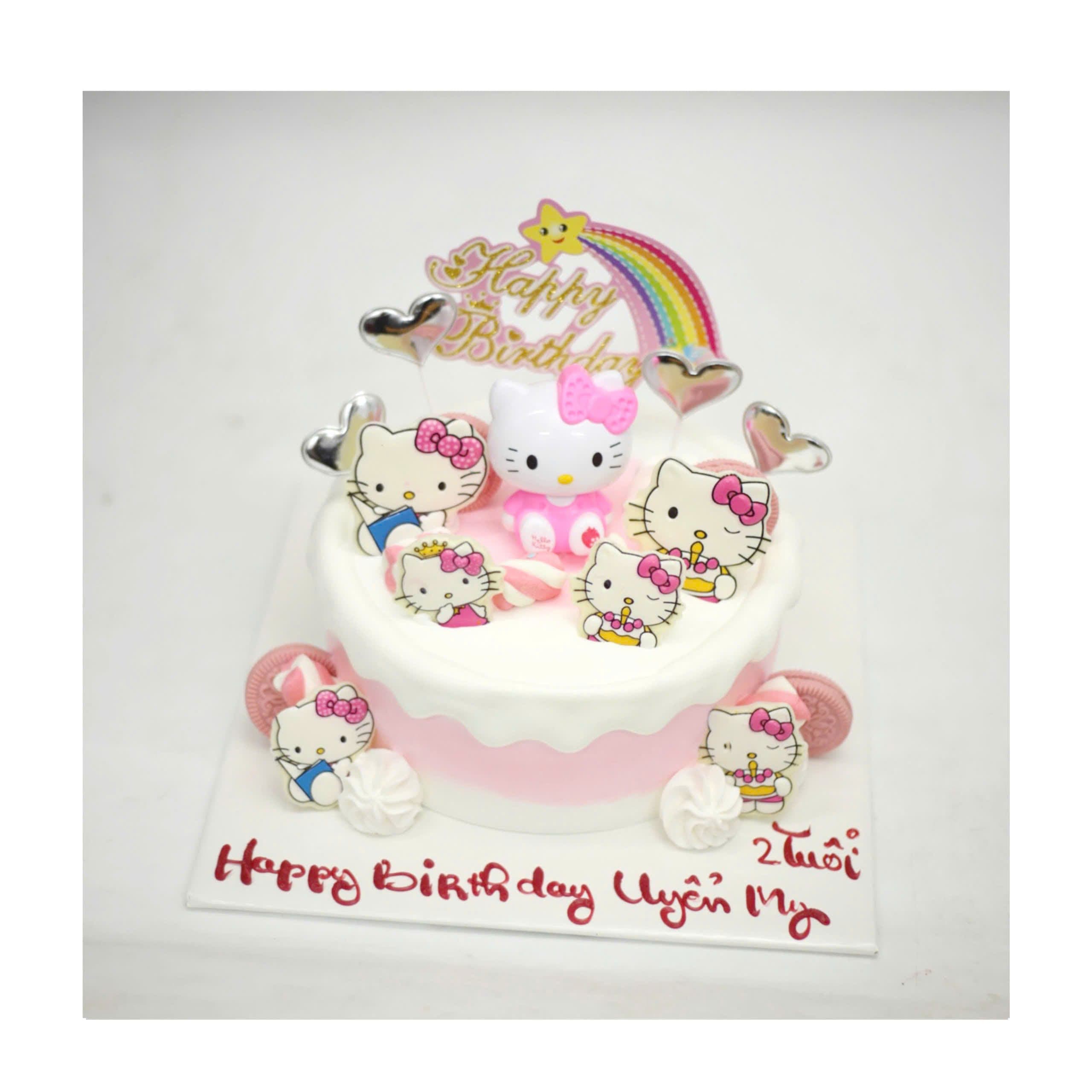 Bánh kem Hello Kitty màu hồng dễ thương