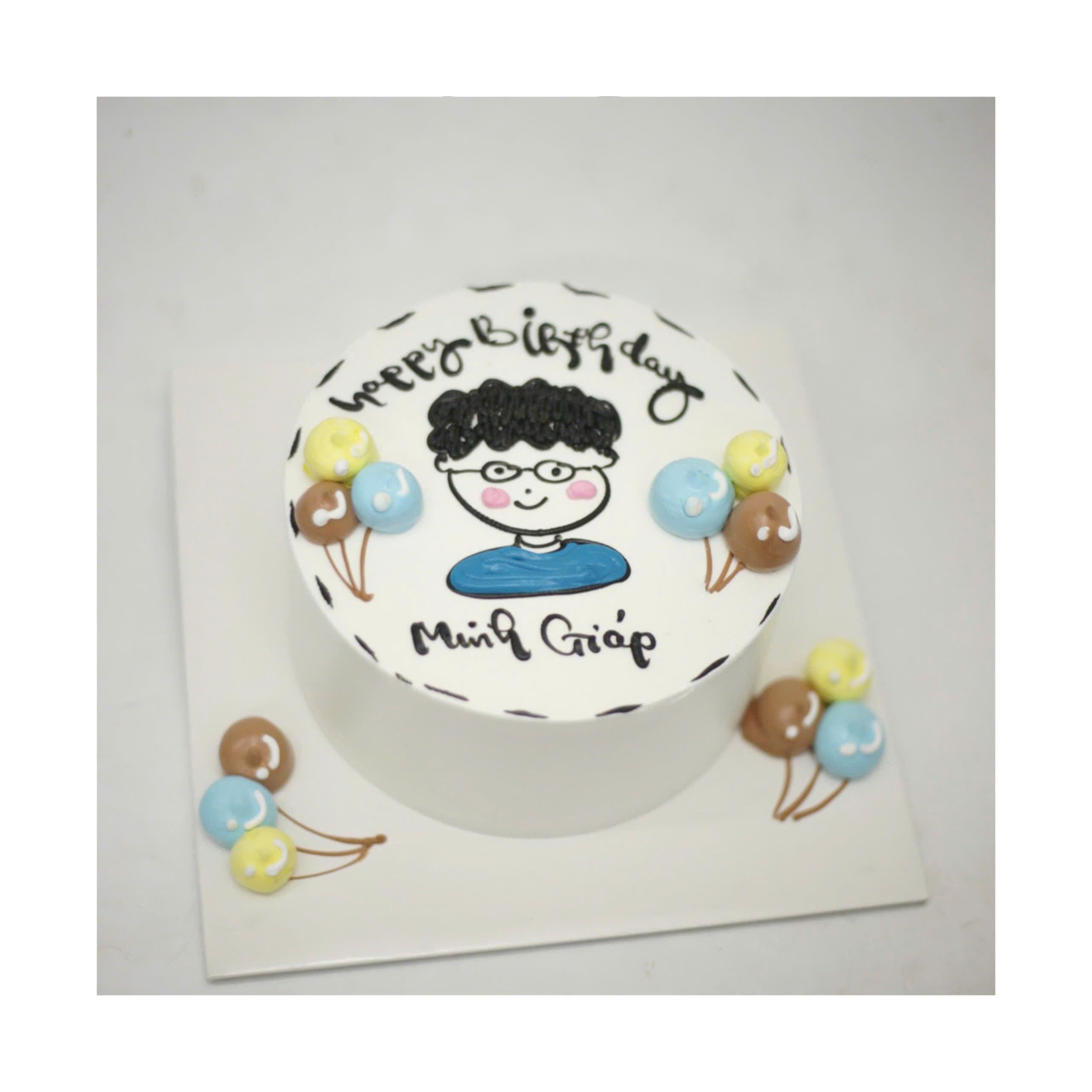 Bánh kem vẽ hình chân dung bạn nam