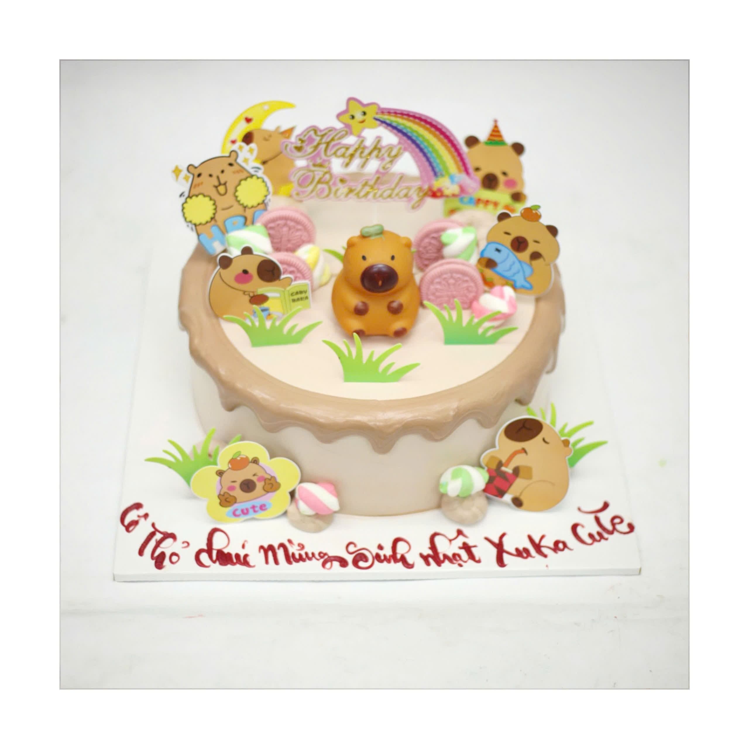 Bánh sinh nhật Capybara trang trí đáng yêu