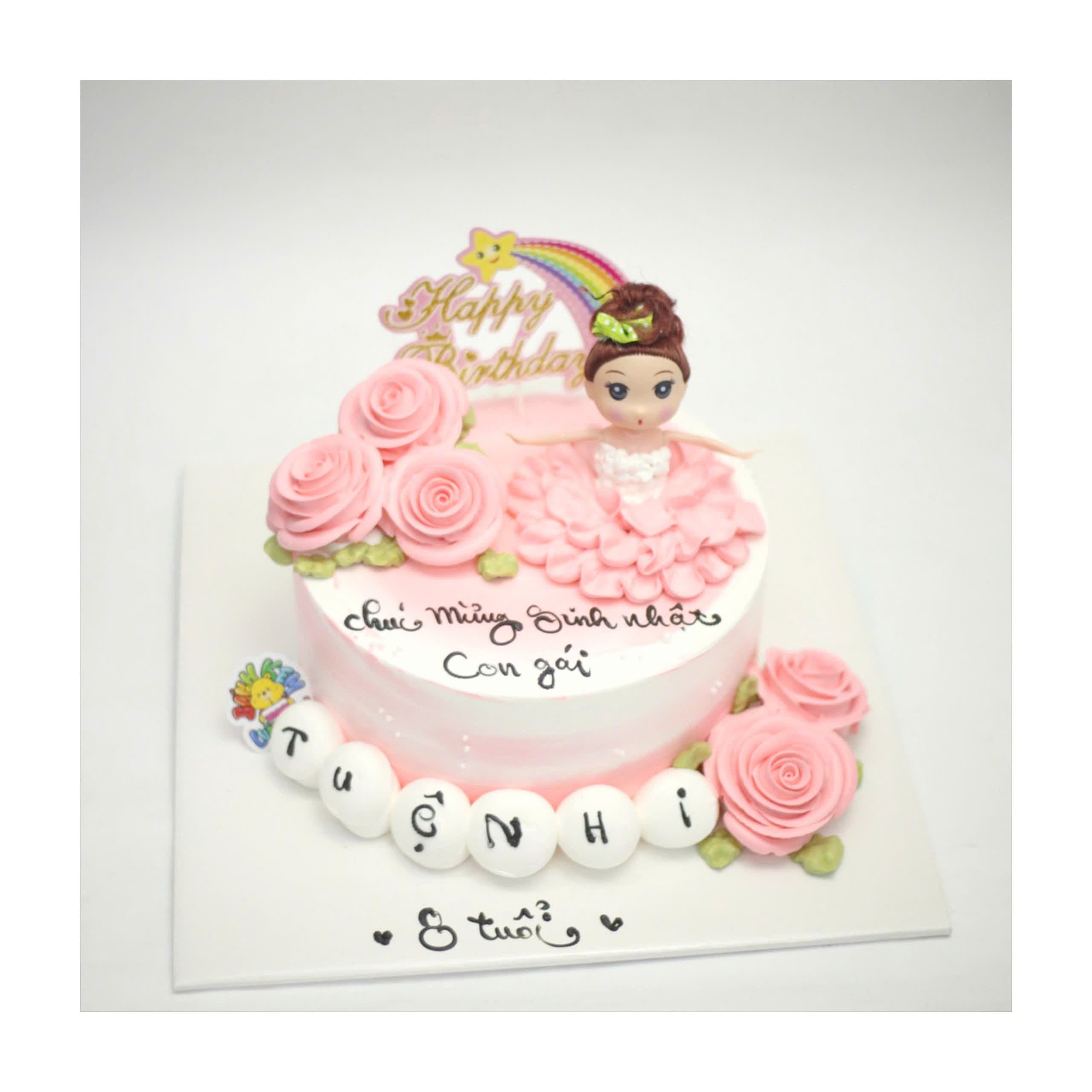 Bánh kem búp bê công chúa váy hồng