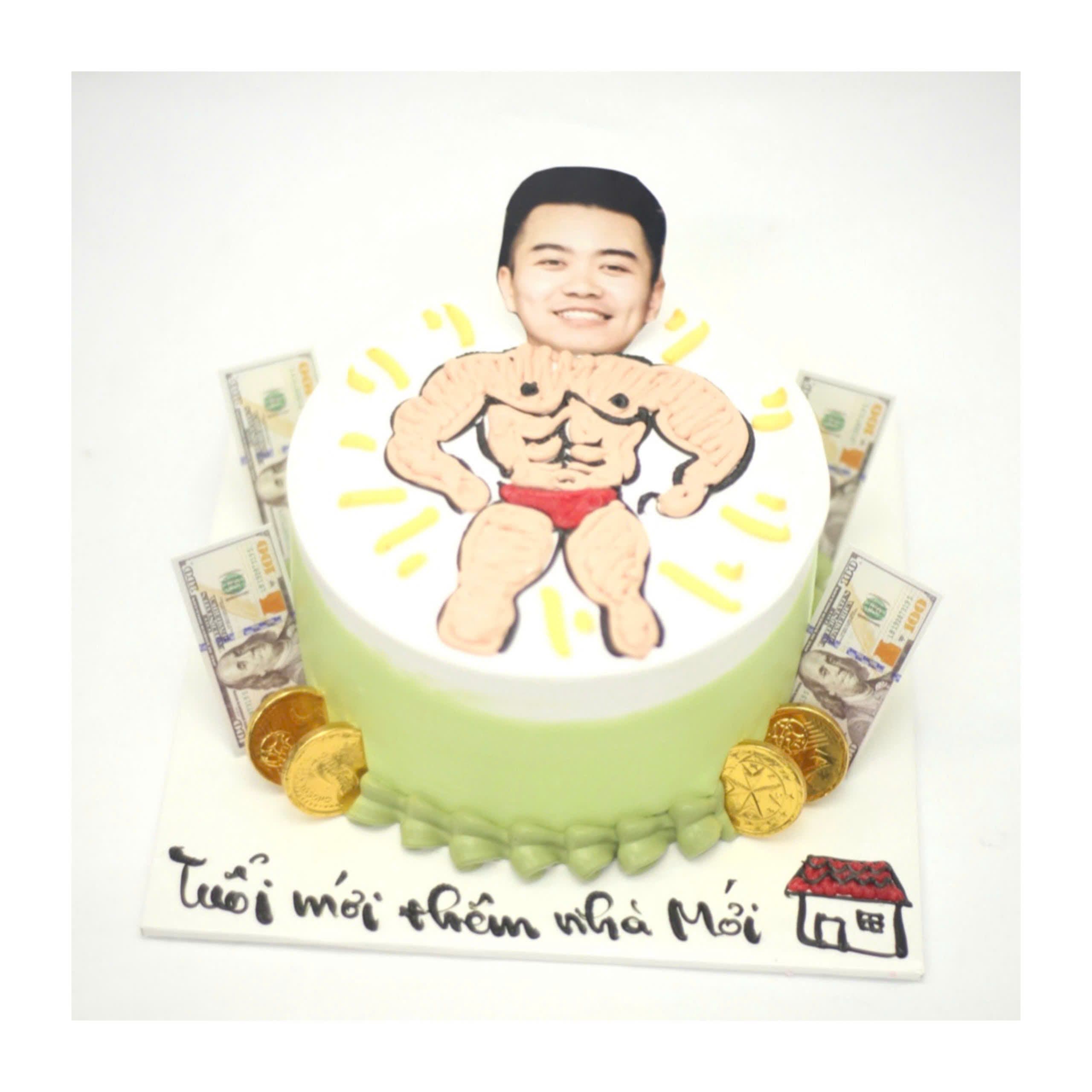 Bánh kem vẽ hình người đàn ông cơ bắp