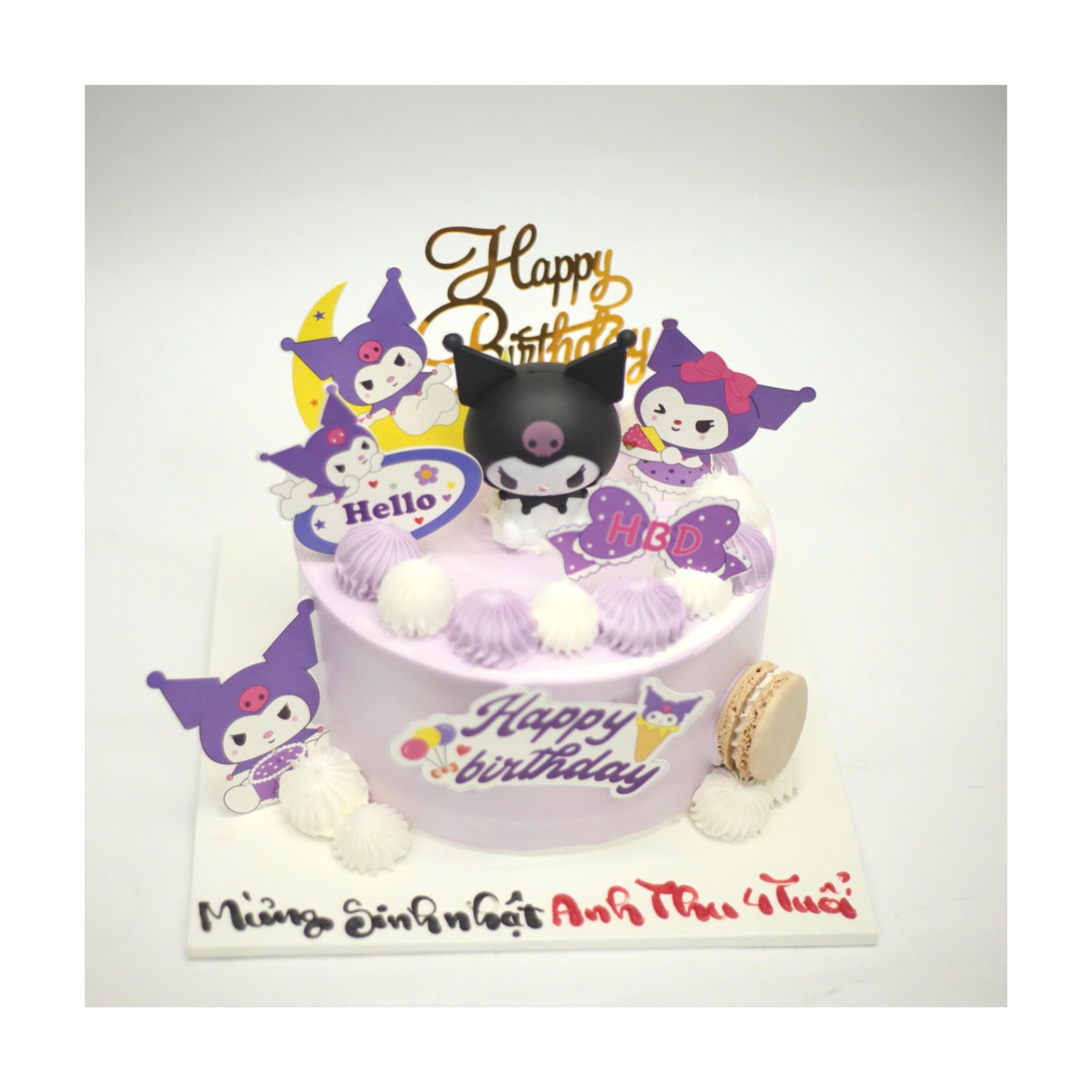 Bánh kem tím trang trí nhân vật Kuromi