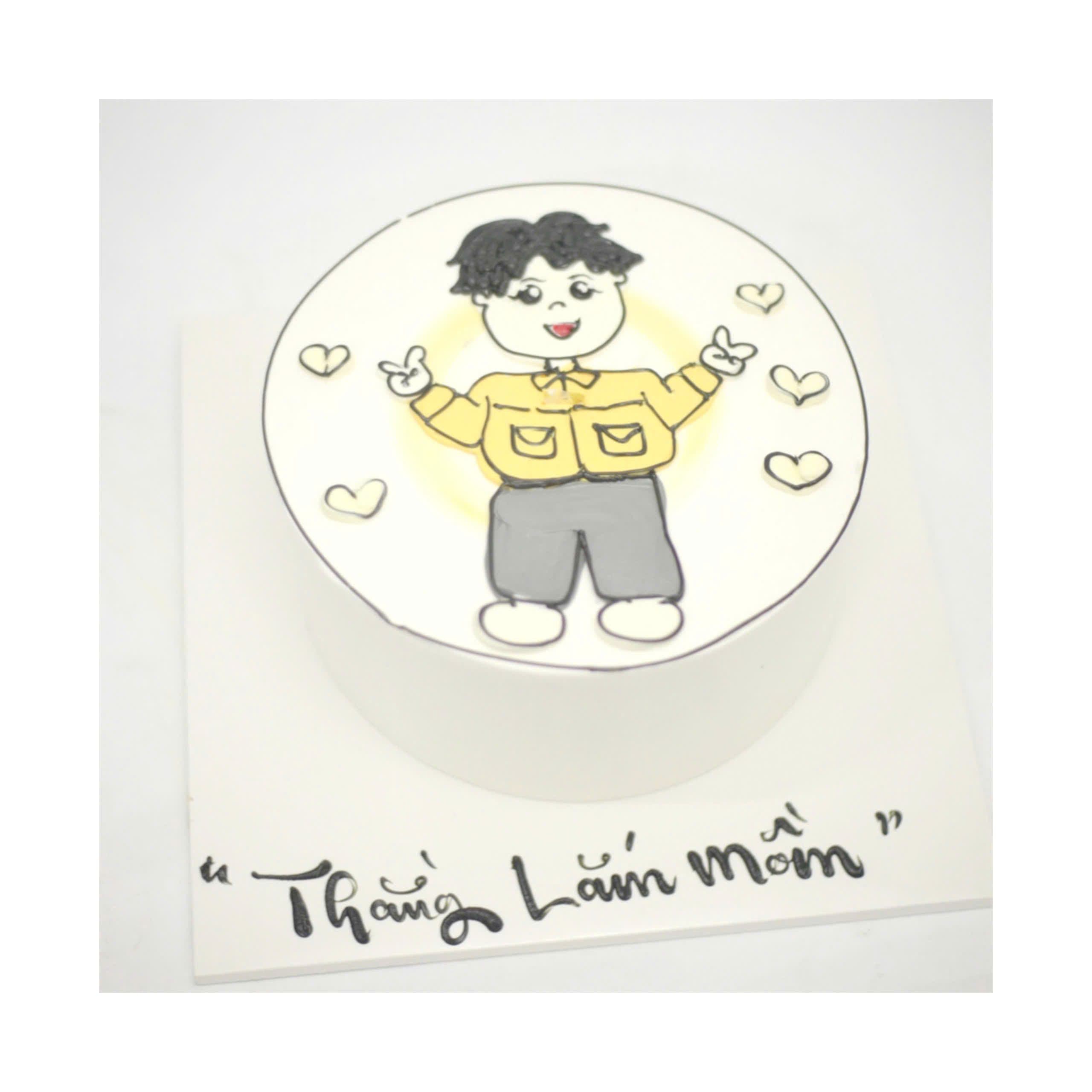 Bánh kem vẽ hình bé trai đáng yêu