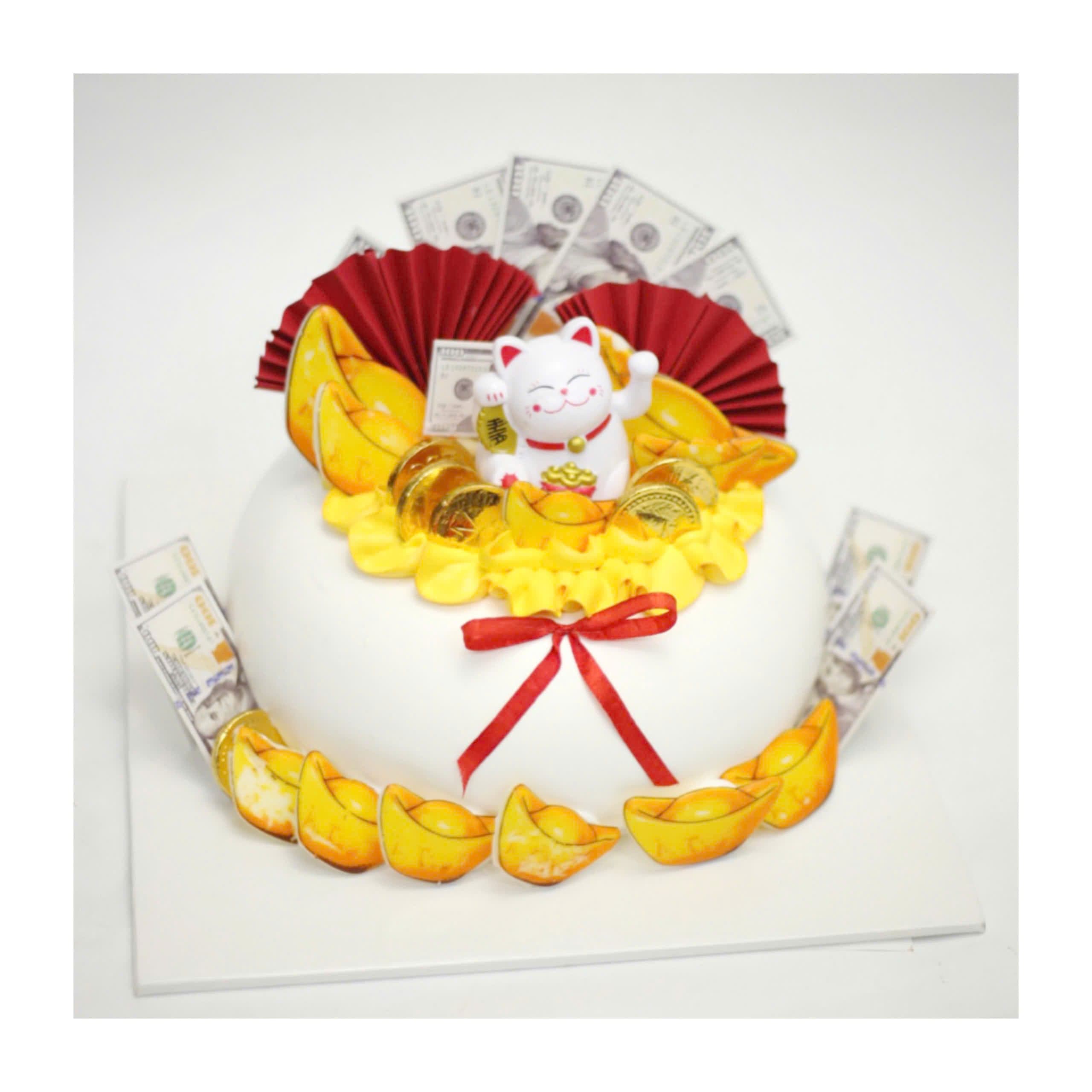 Bánh kem hũ vàng thần tài may mắn