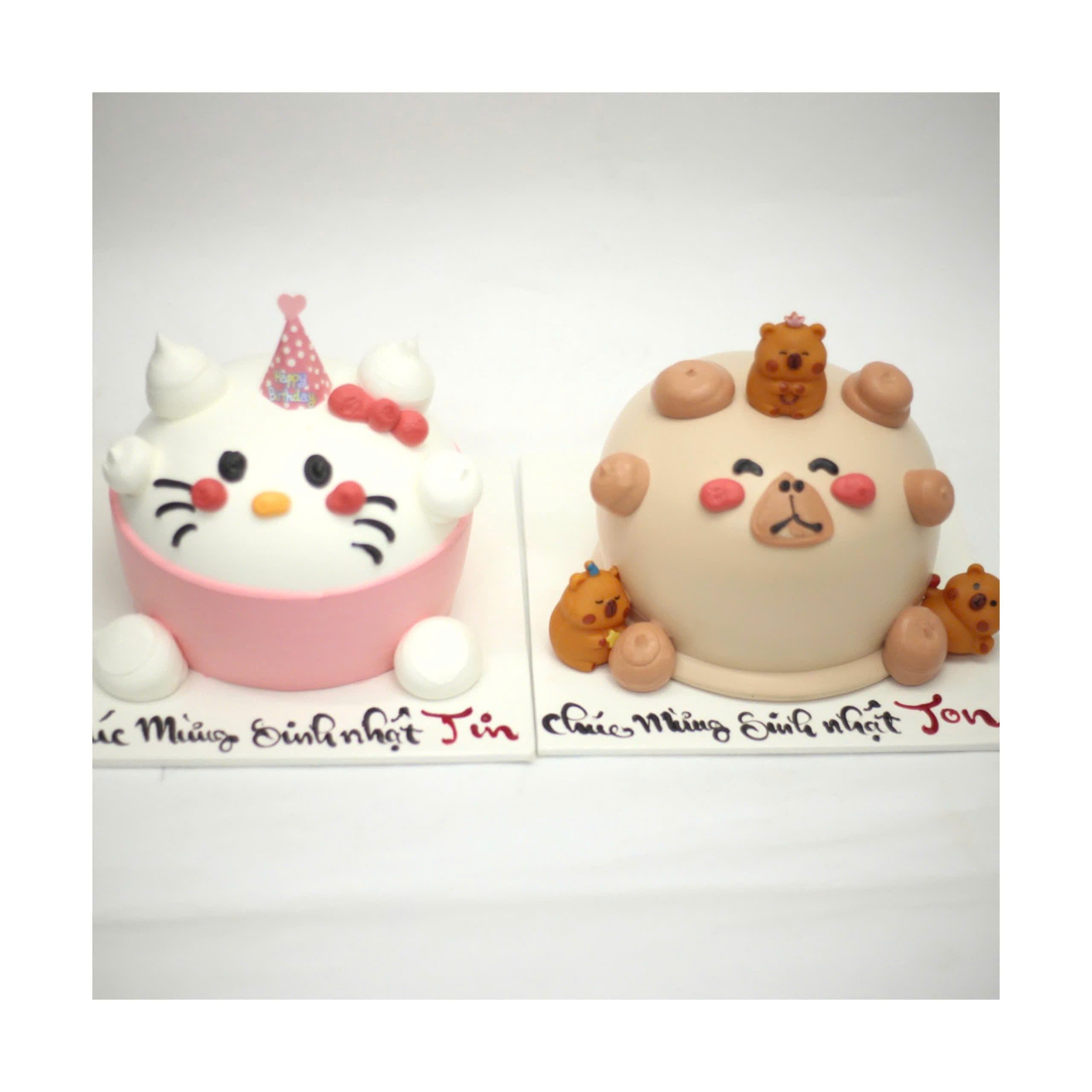Set bánh kem cặp đôi gấu và mèo