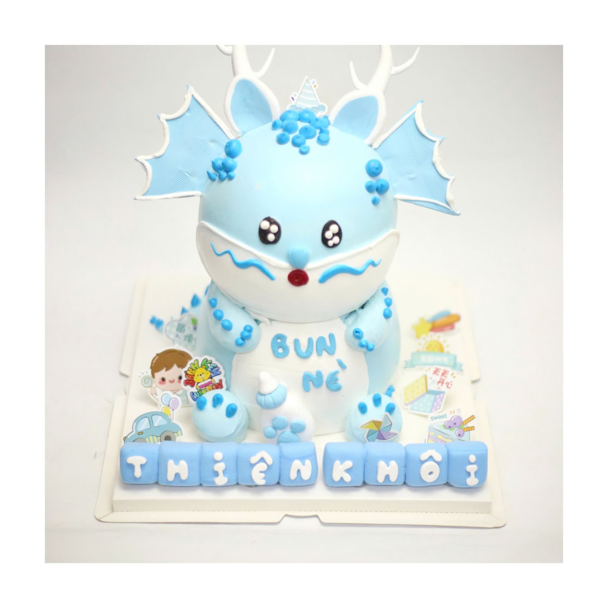 Bánh sinh nhật rồng xanh bé trai ngộ nghĩnh