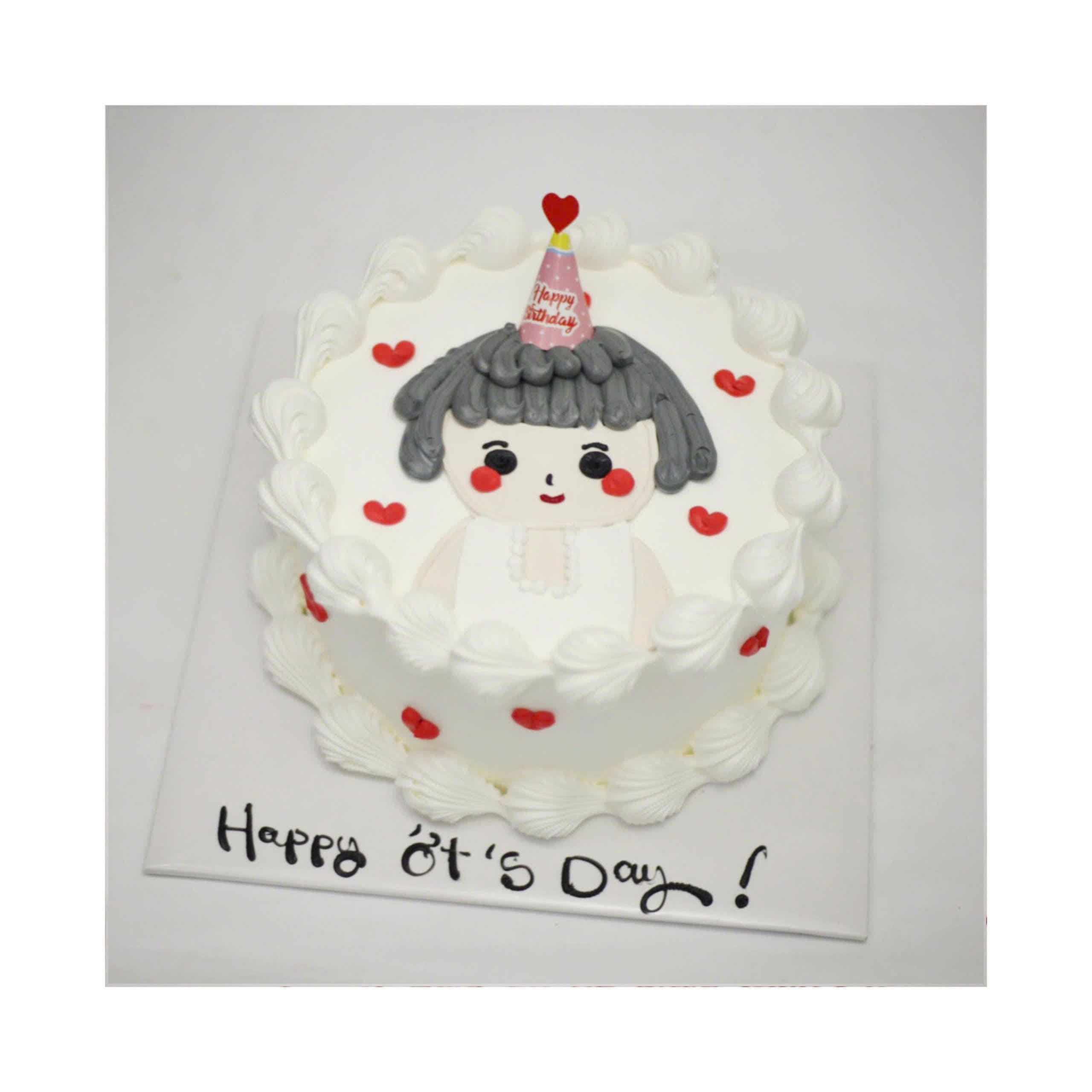 Bánh kem vẽ hình cô bé đáng yêu