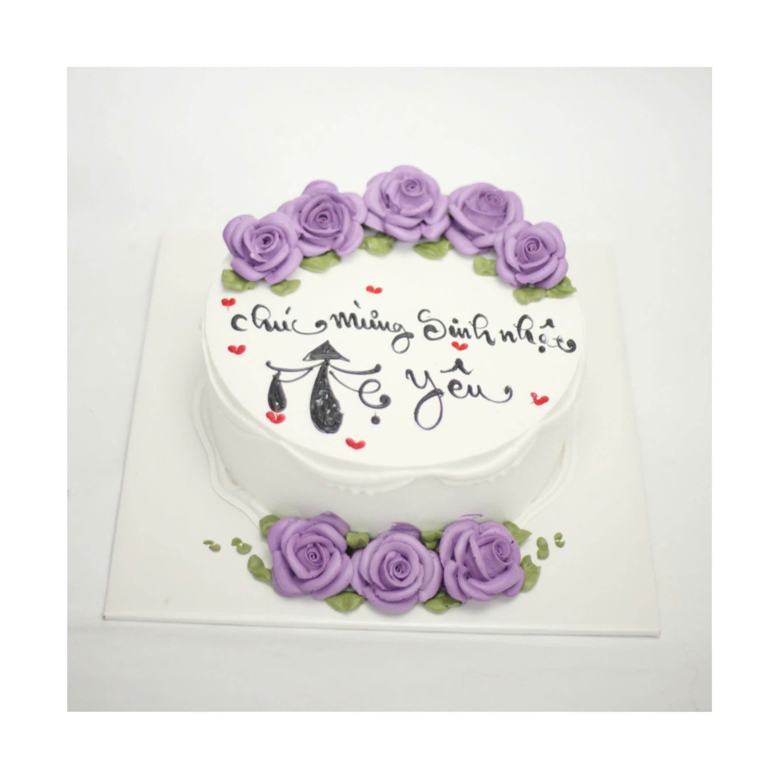 Bánh kem hoa hồng tím tặng mẹ yêu
