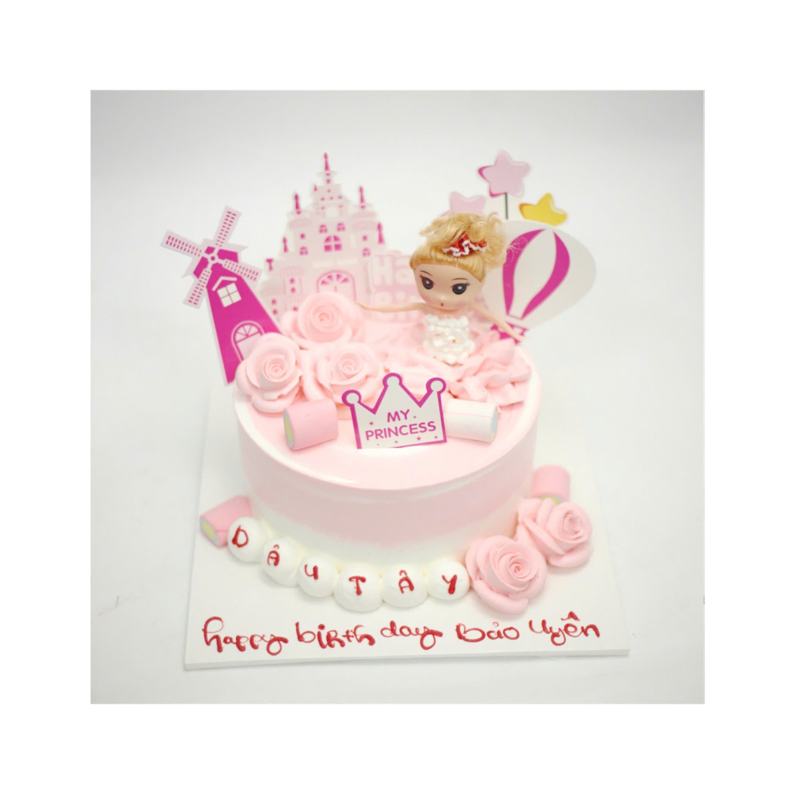 Bánh kem công chúa vương miện màu hồng