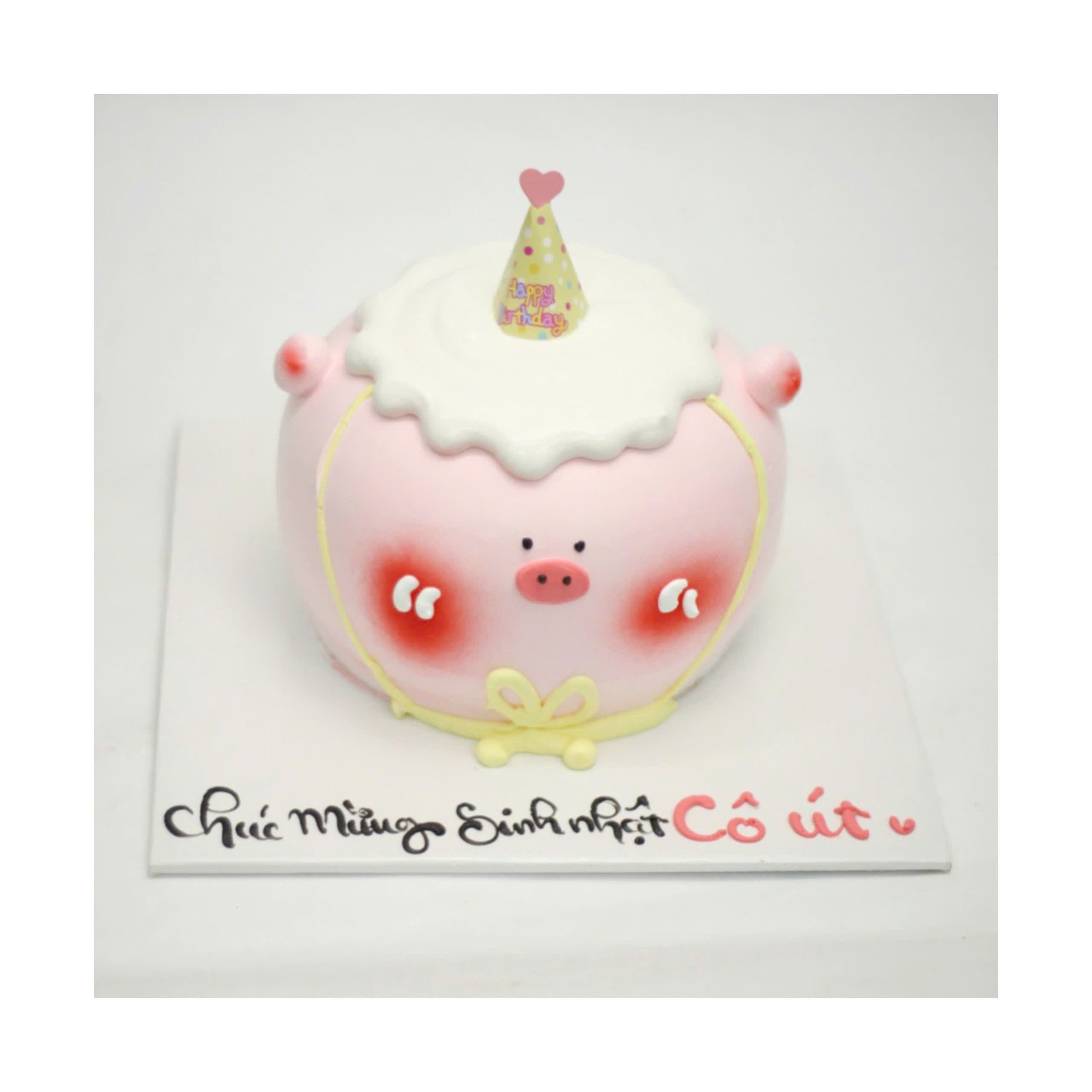 Bánh kem tạo hình chú heo hồng dễ thương