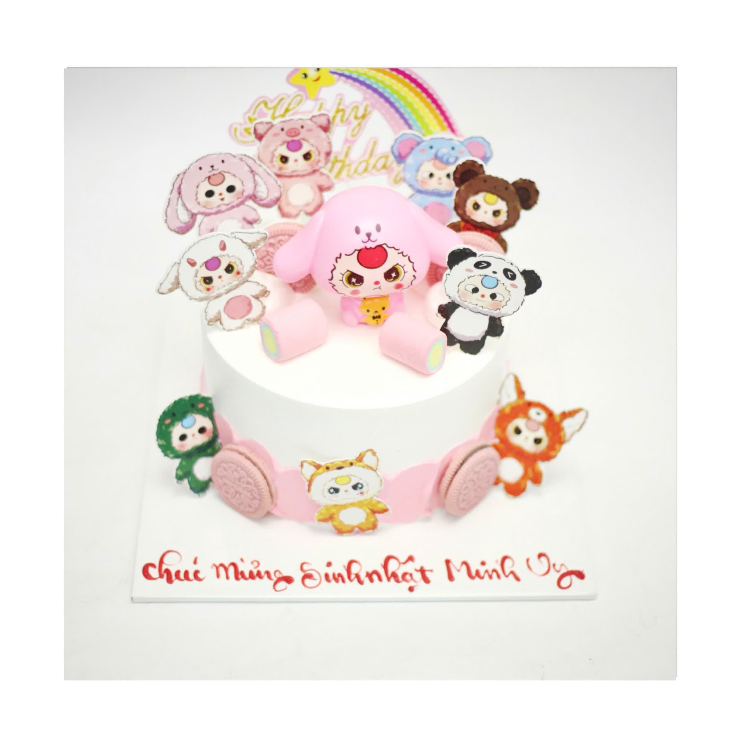 Bánh Kurumi cầu vồng hồng