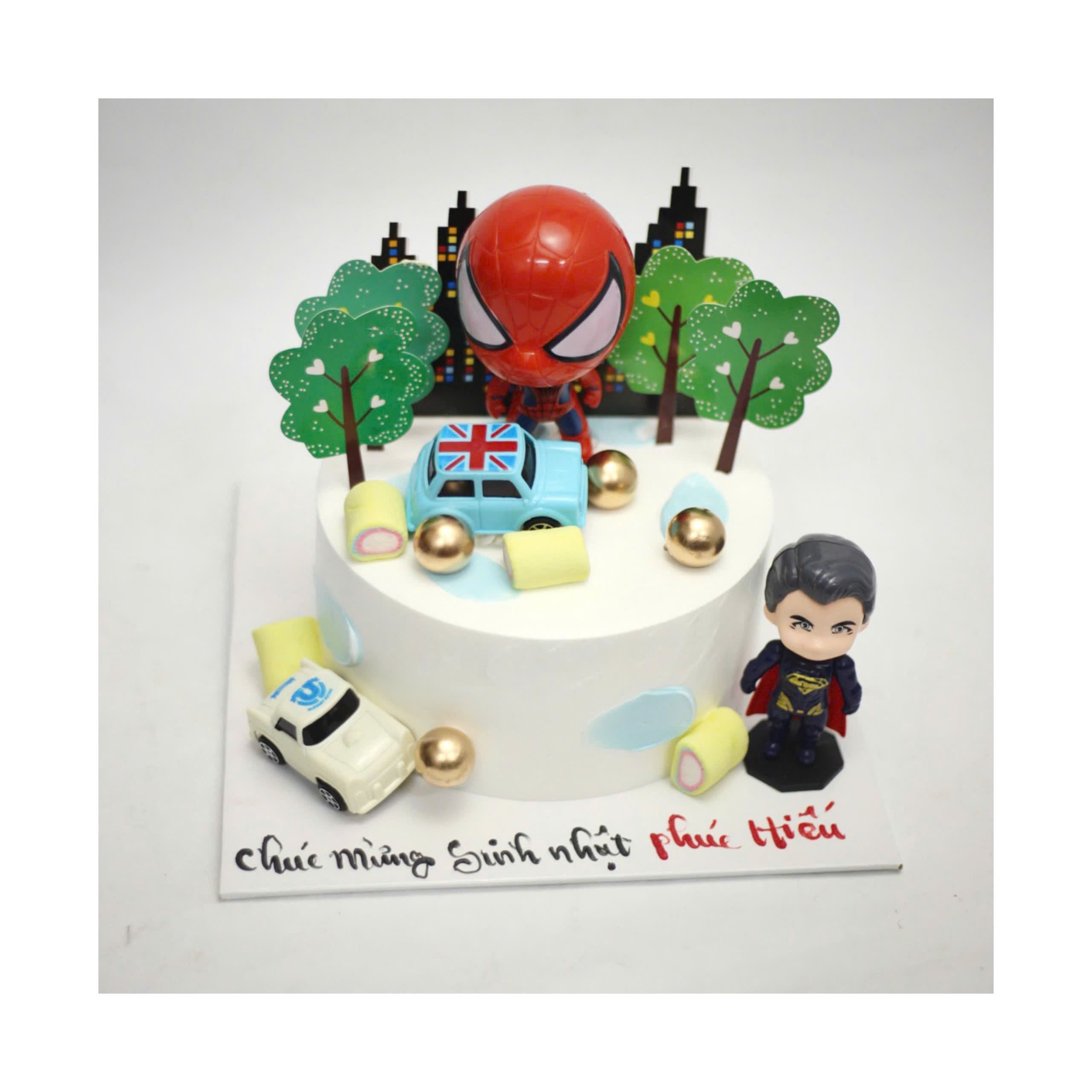 Bánh Spiderman xe hơi siêu anh hùng