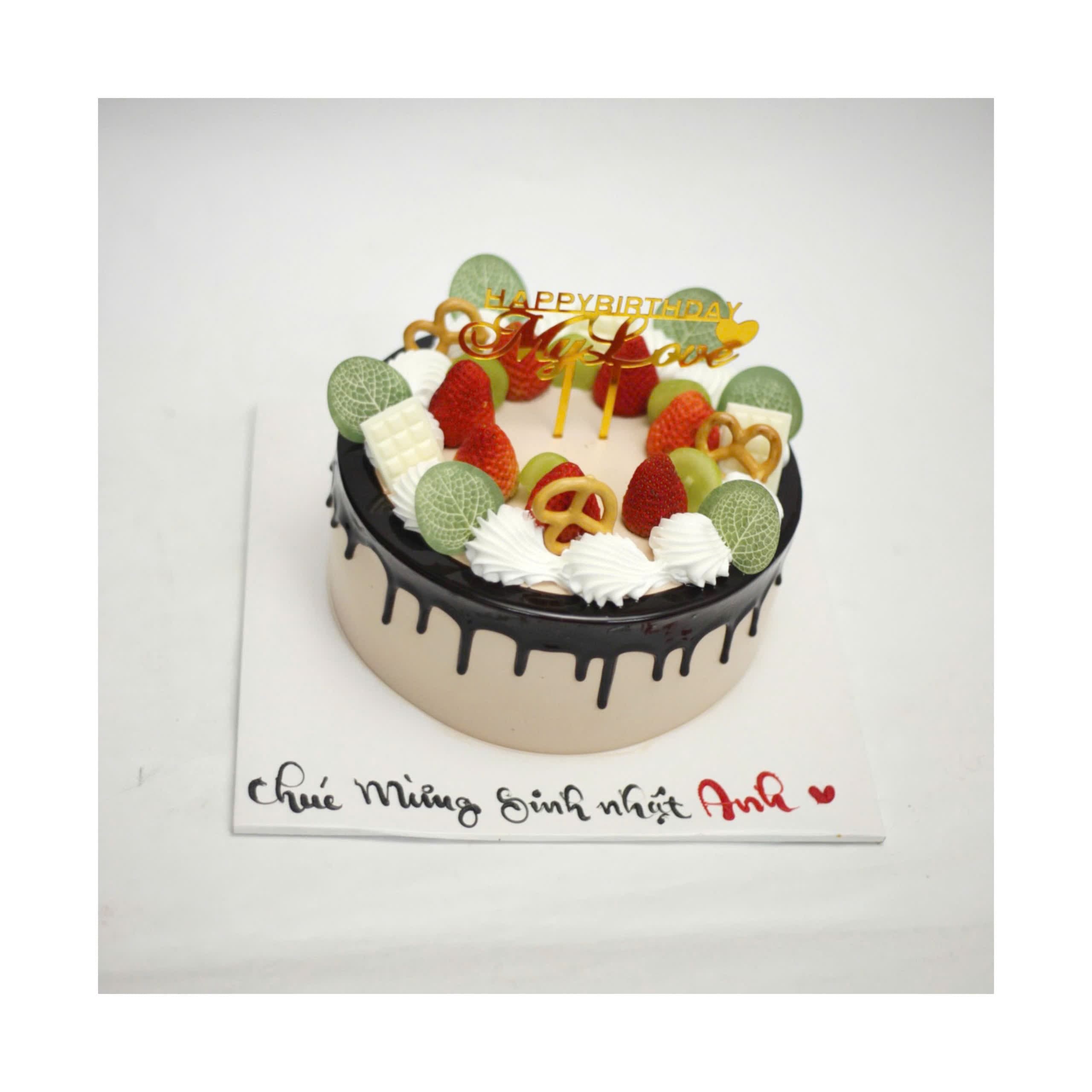 Bánh hoa quả socola chảy