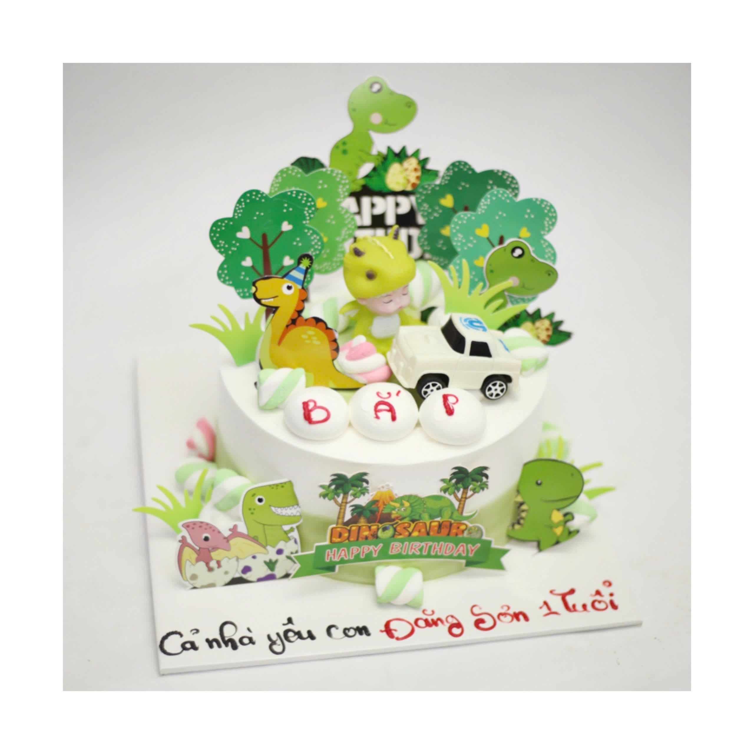 Bánh kem chủ đề khủng long cho bé trai