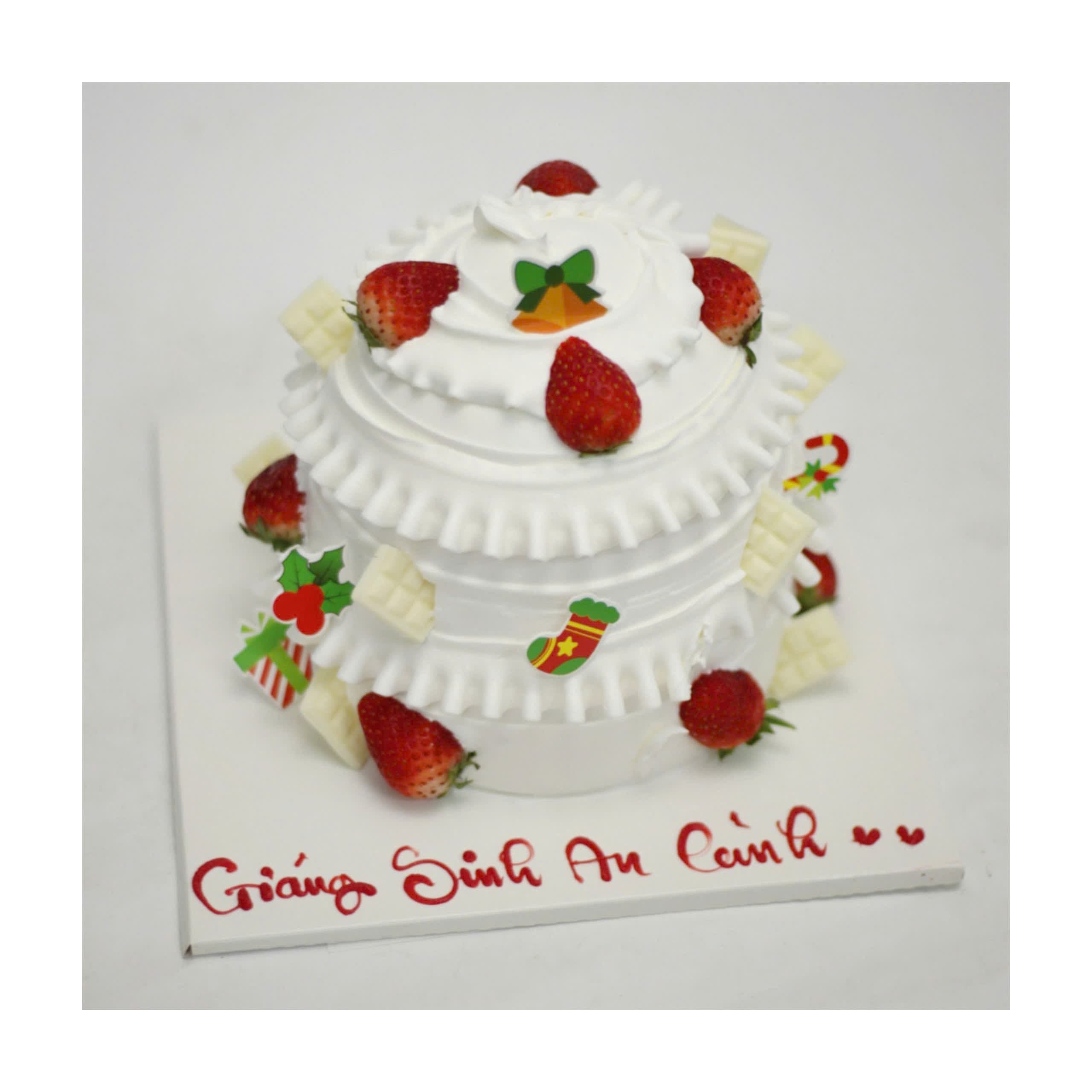 Bánh kem dâu tây đón giáng sinh