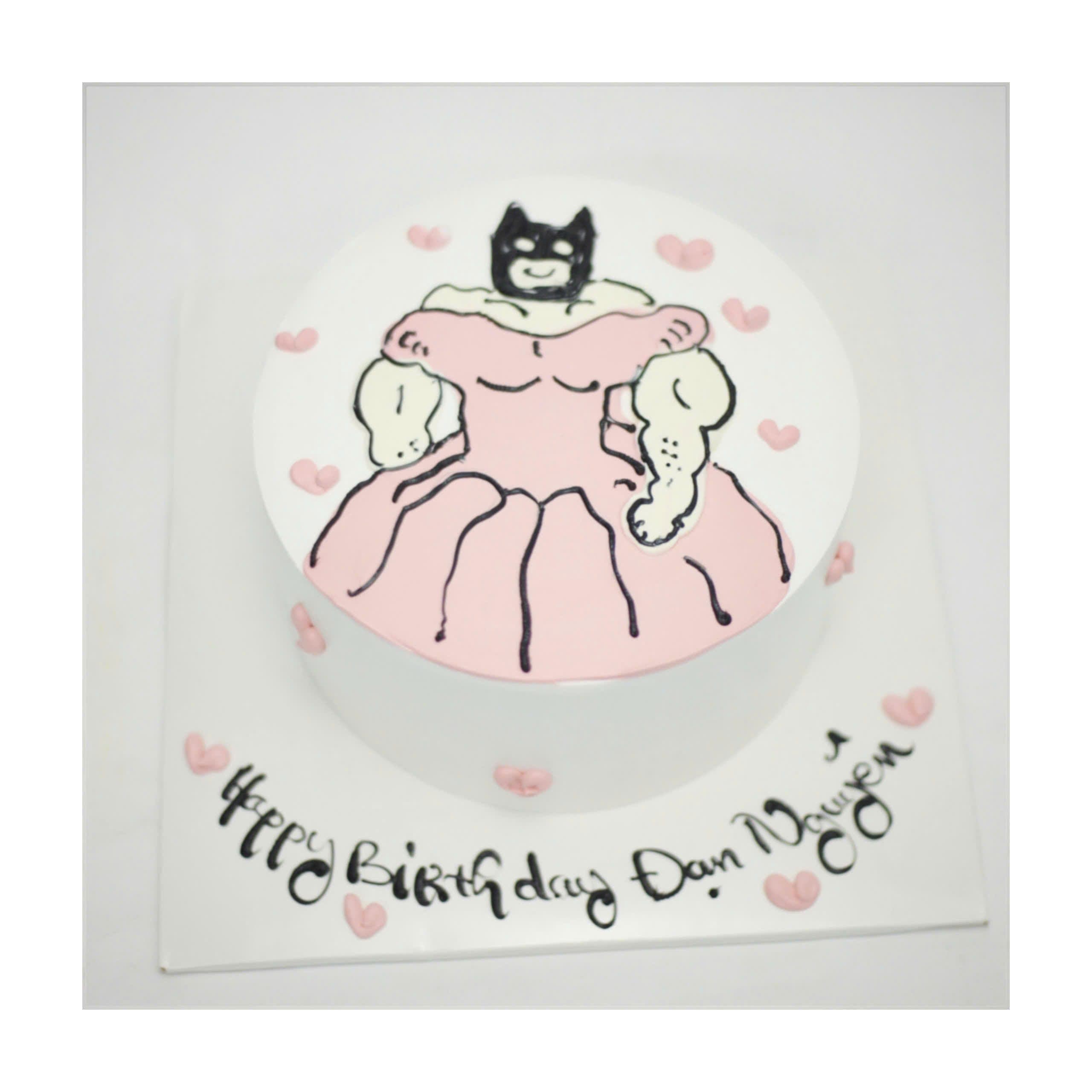 Bánh kem hài hước Batman mặc váy