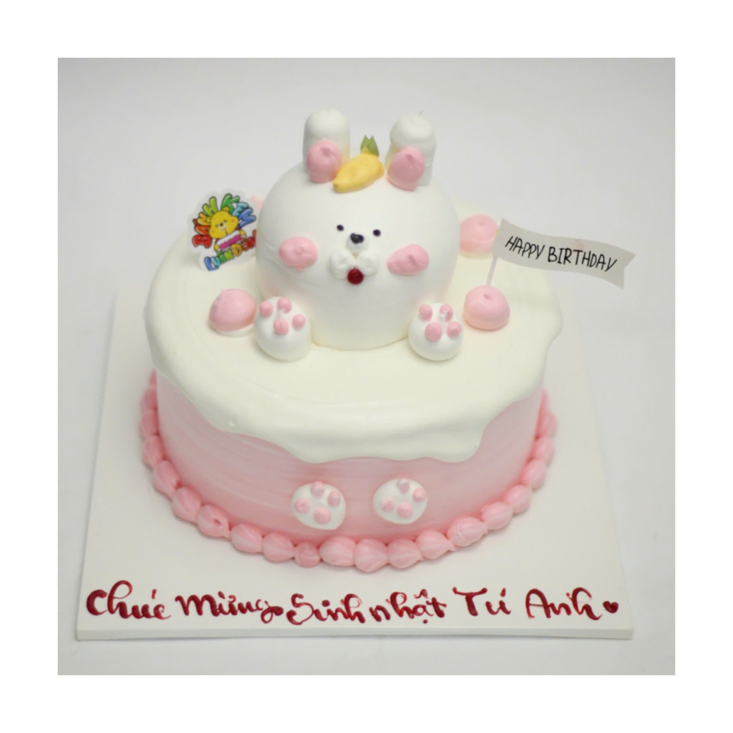 Bánh kem tạo hình chú thỏ trắng dễ thương