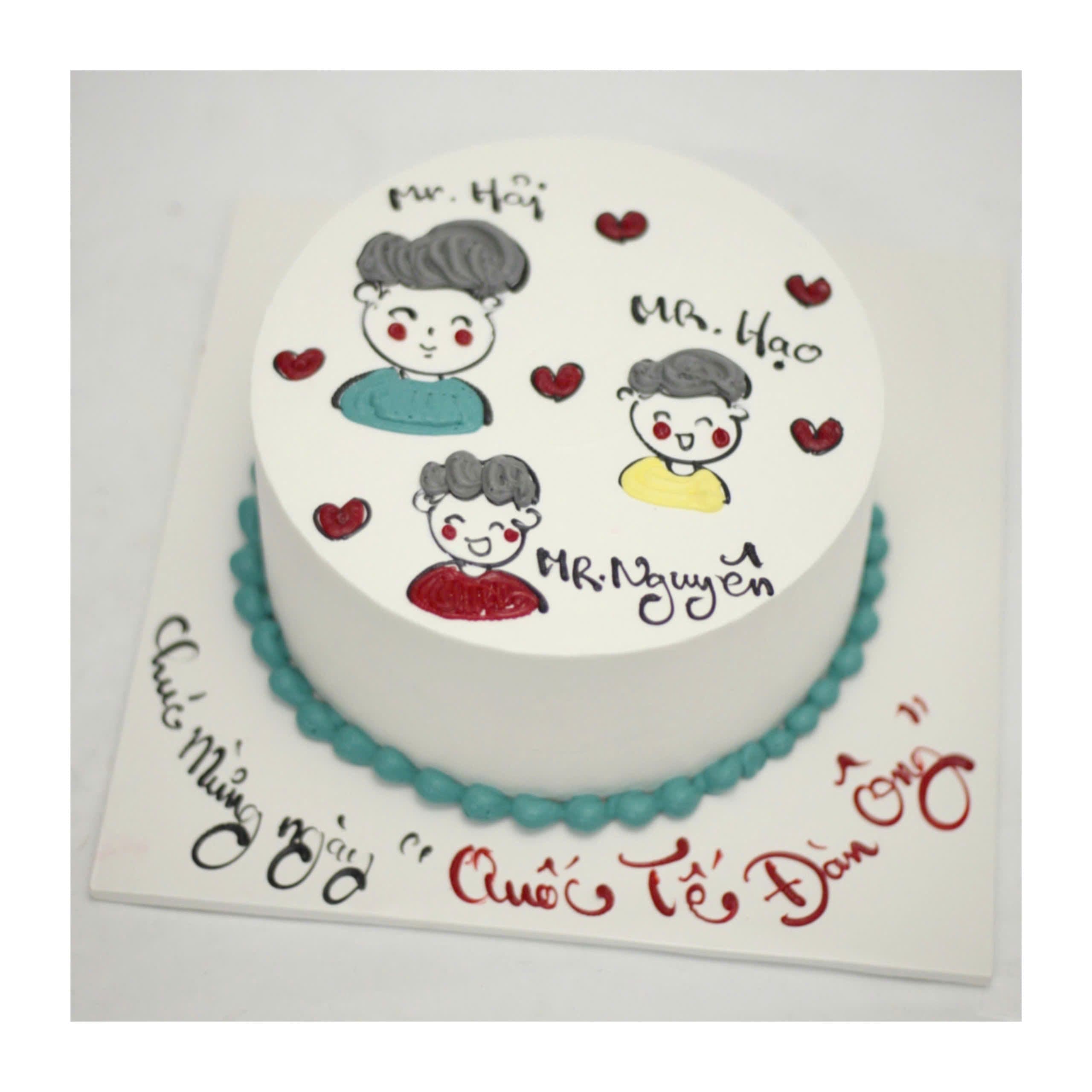 Bánh kem vẽ hình nhân vật dễ thương