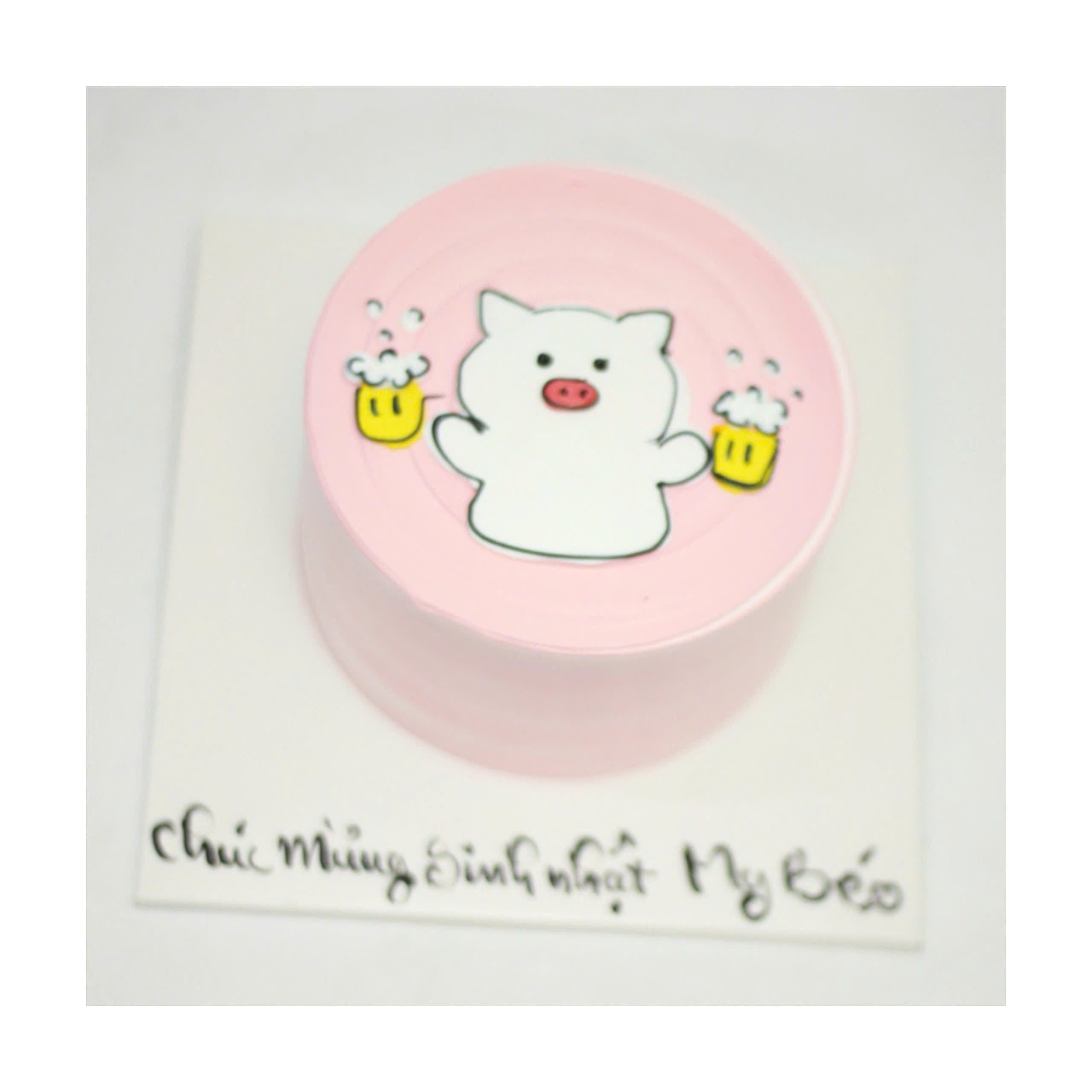 Bánh kem heo hồng uống bia vui nhộn