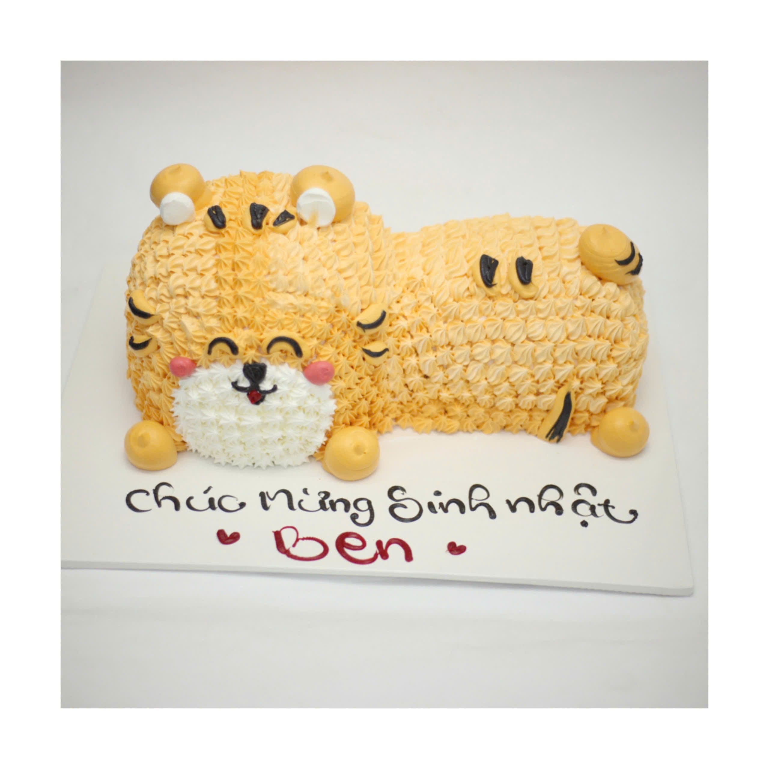 Bánh kem tạo hình hổ vàng dễ thương