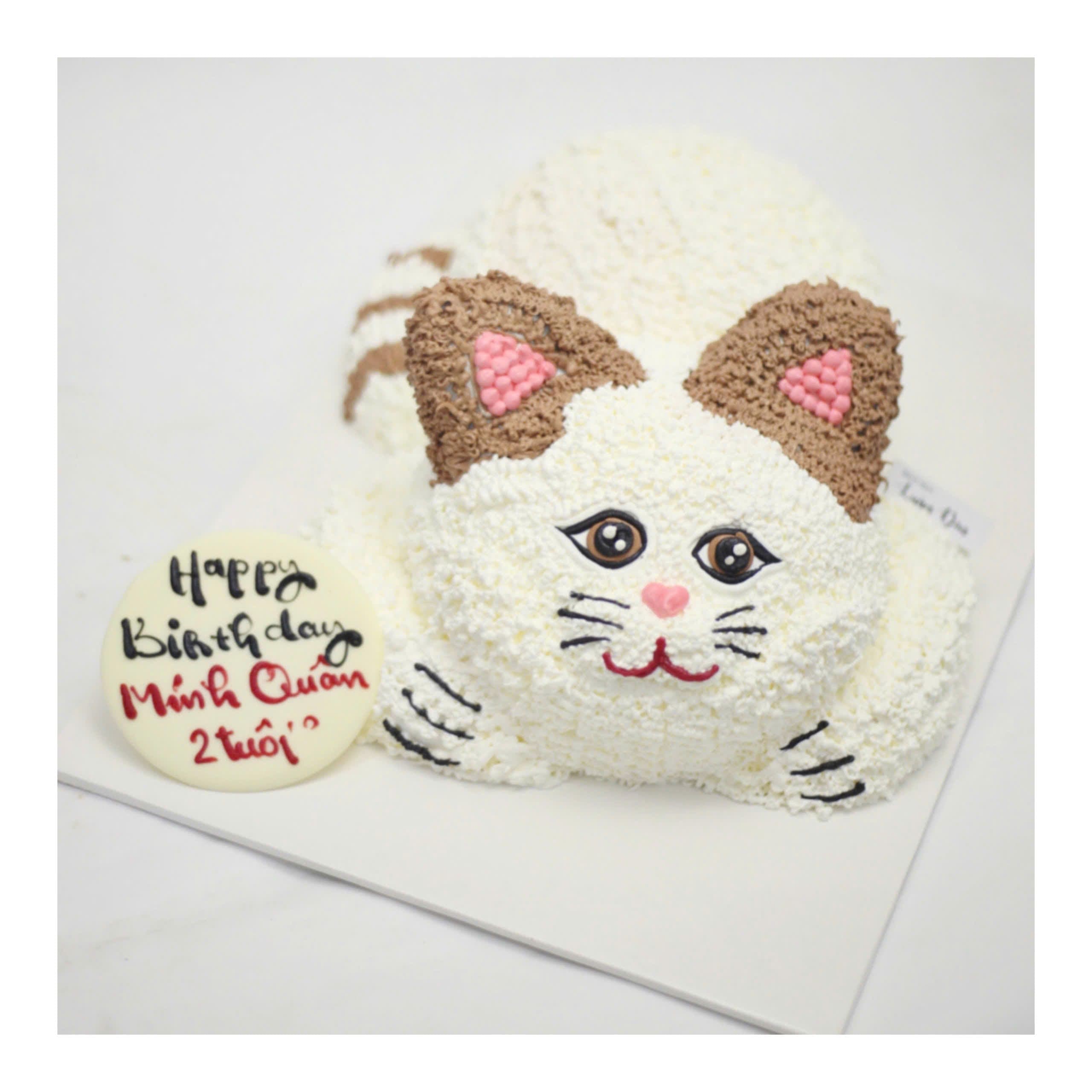 Bánh kem tạo hình chú mèo dễ thương