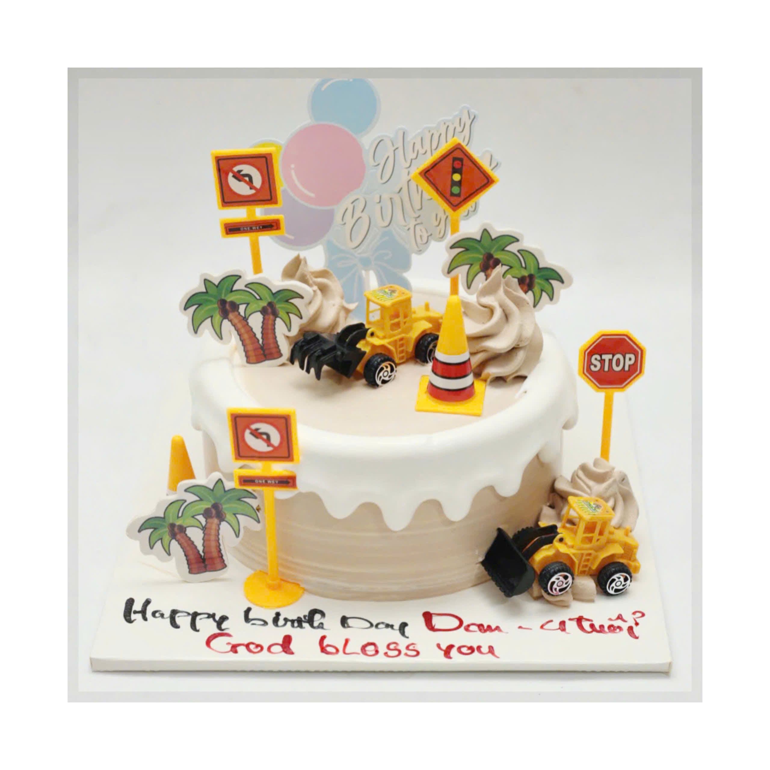 Bánh kem chủ đề công trường xây dựng