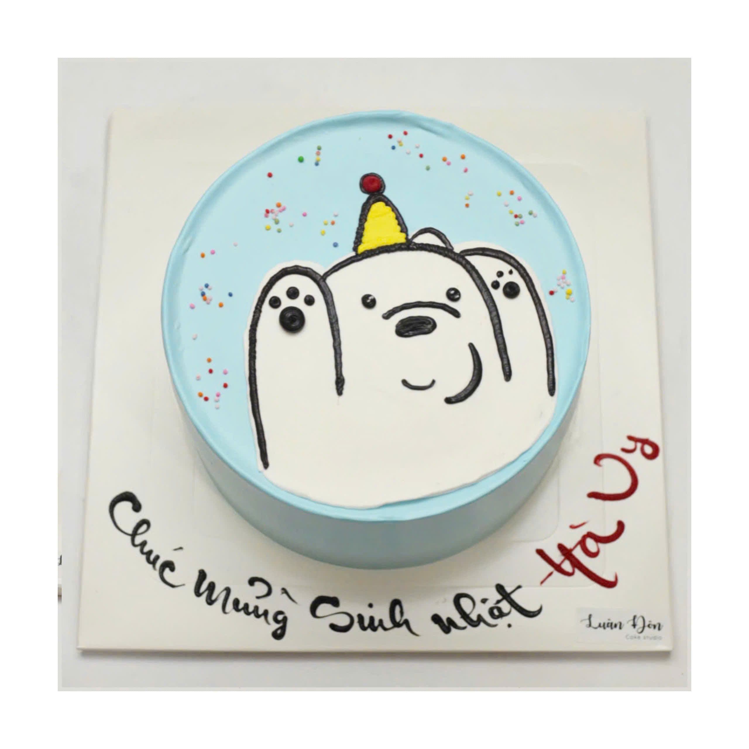 Bánh kem vẽ hình chú gấu Bắc Cực